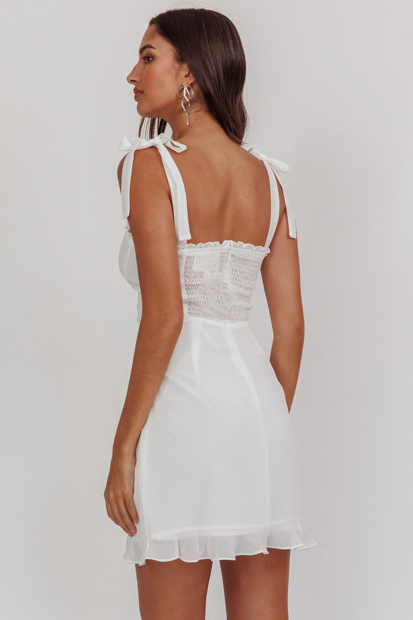 Jezika Tied Shoulder Mini Dress White - Seraphlike