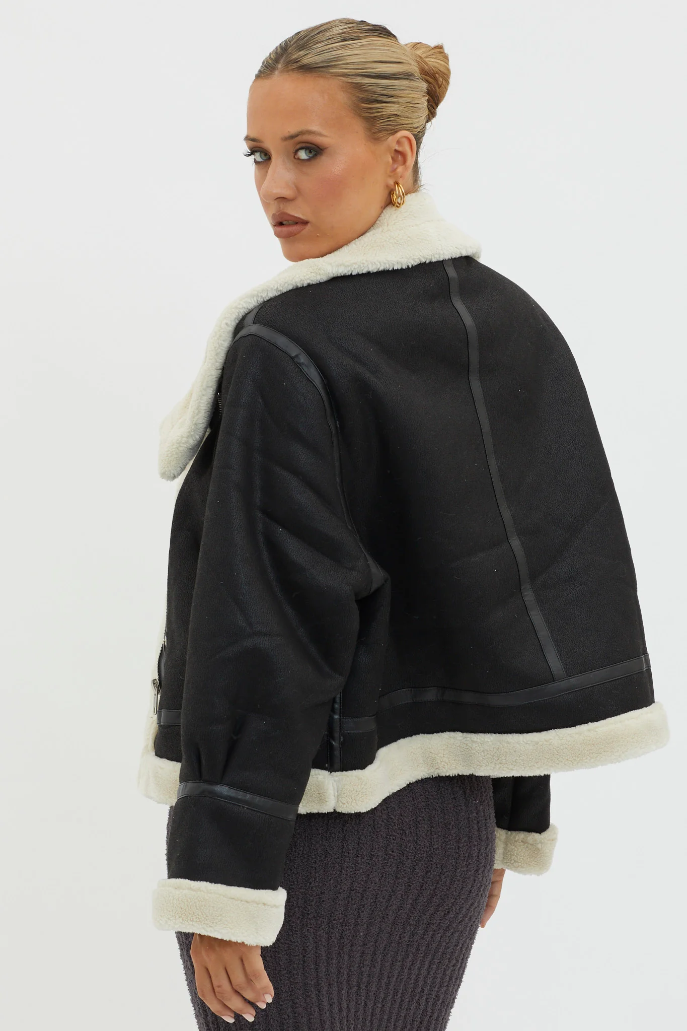 Wintertide Sherpa Trim Jacket Black - Seraphlike