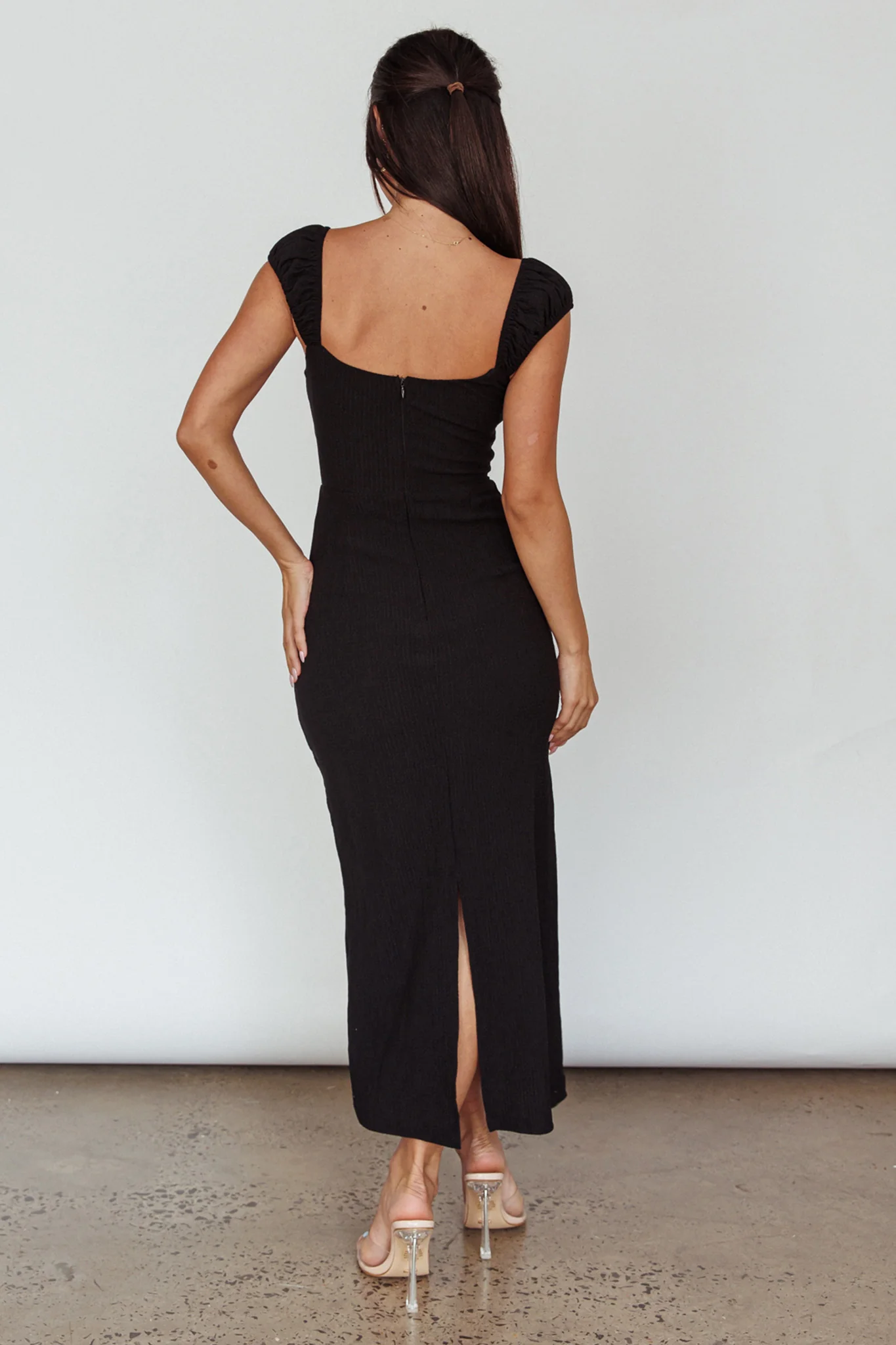 Iconic Cut-Out Bodice Midi Dress Black - Seraphlike