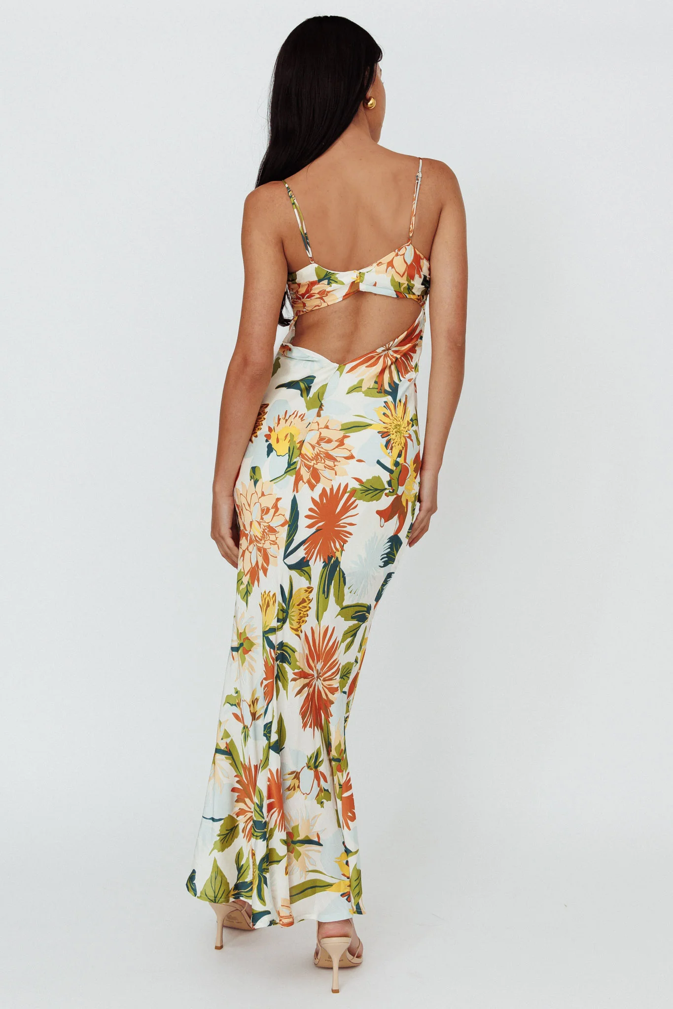 Dance Again Cut-Out Back Maxi Dress Floral Green - Seraphlike