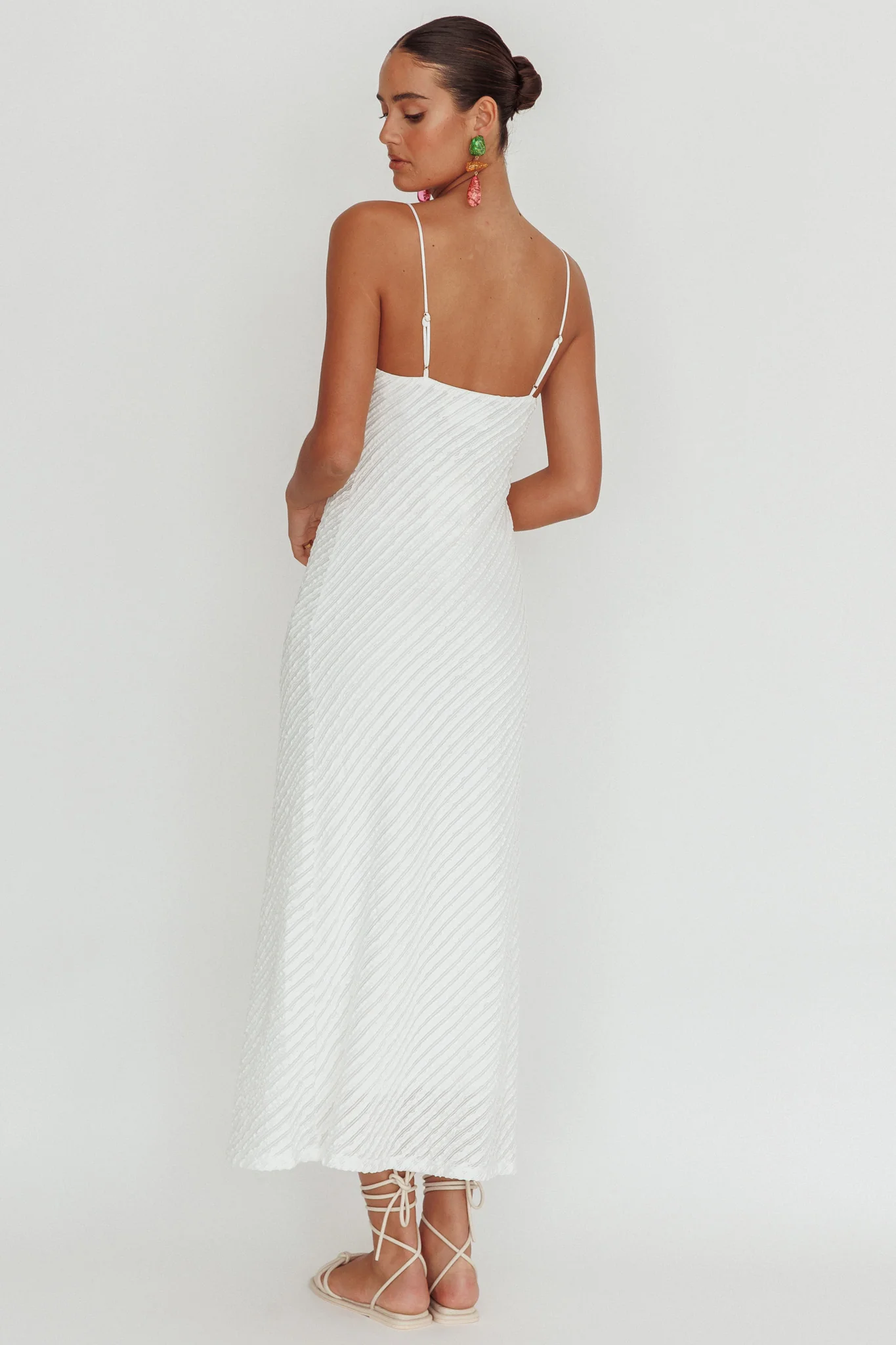 Stasi Textured Maxi Dress White - Seraphlike