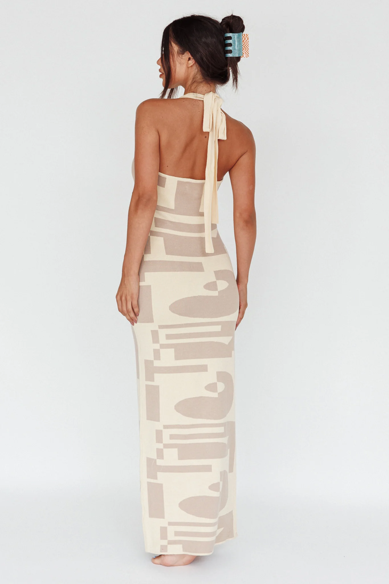 Desert Daze Halterneck Knit Dress Beige - Seraphlike