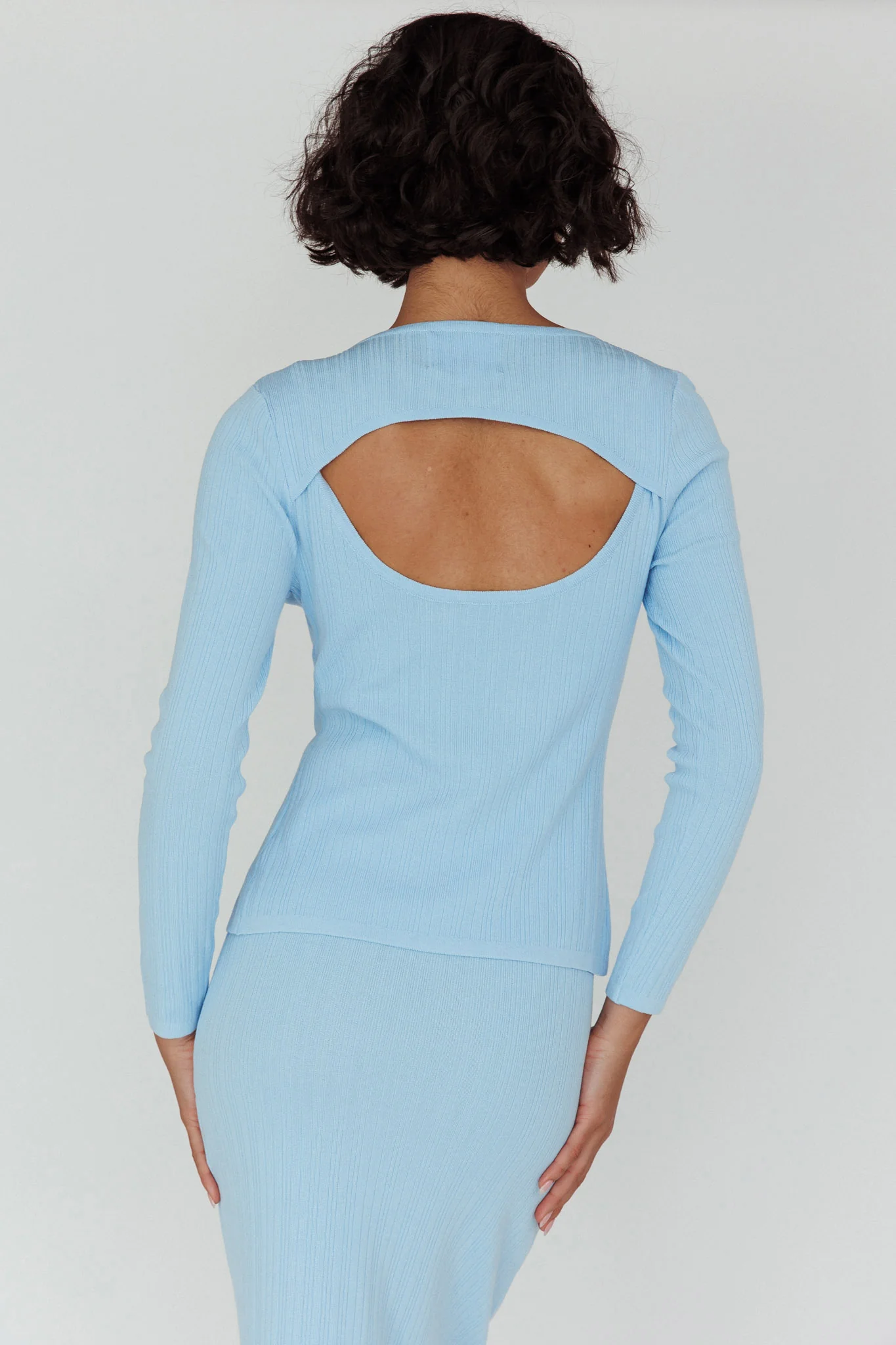 Rossana Twist Neck Keyhole Top Blue - Seraphlike