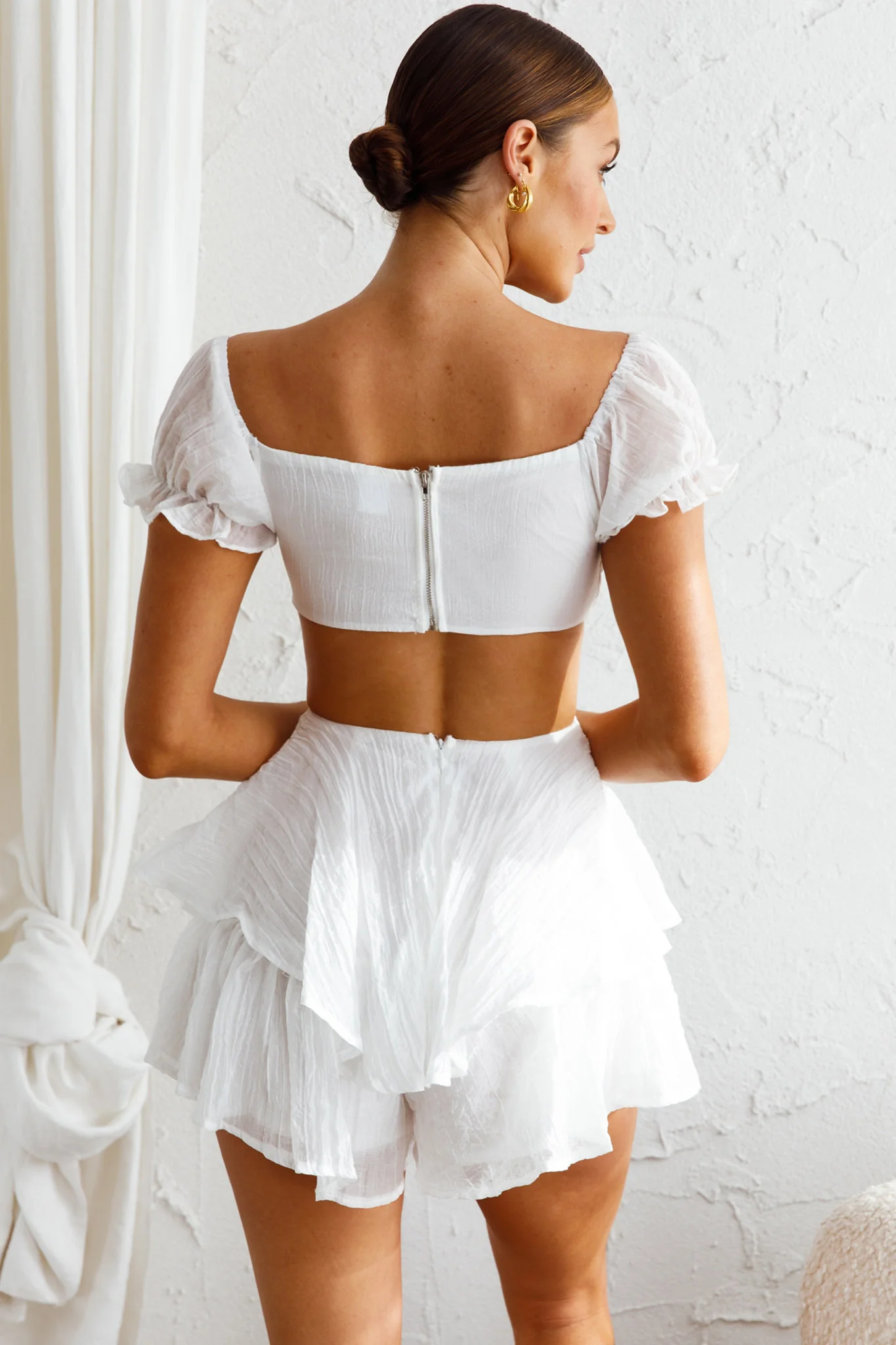 Vacay Mode Shirred Bust Romper White - Seraphlike