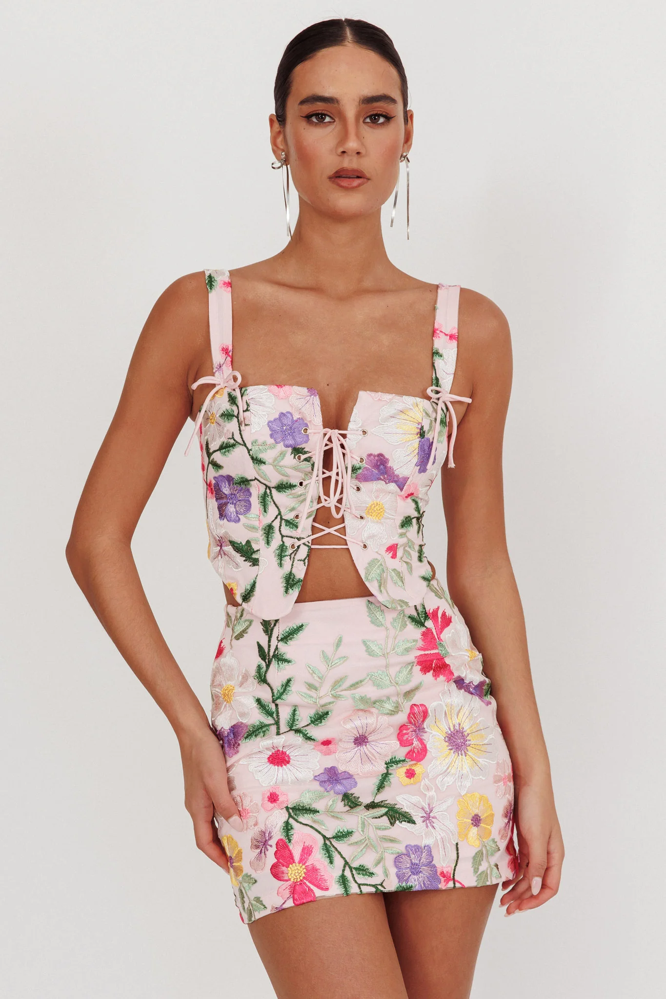 High Street Jacquard Mini Skirt Floral Multi - Seraphlike