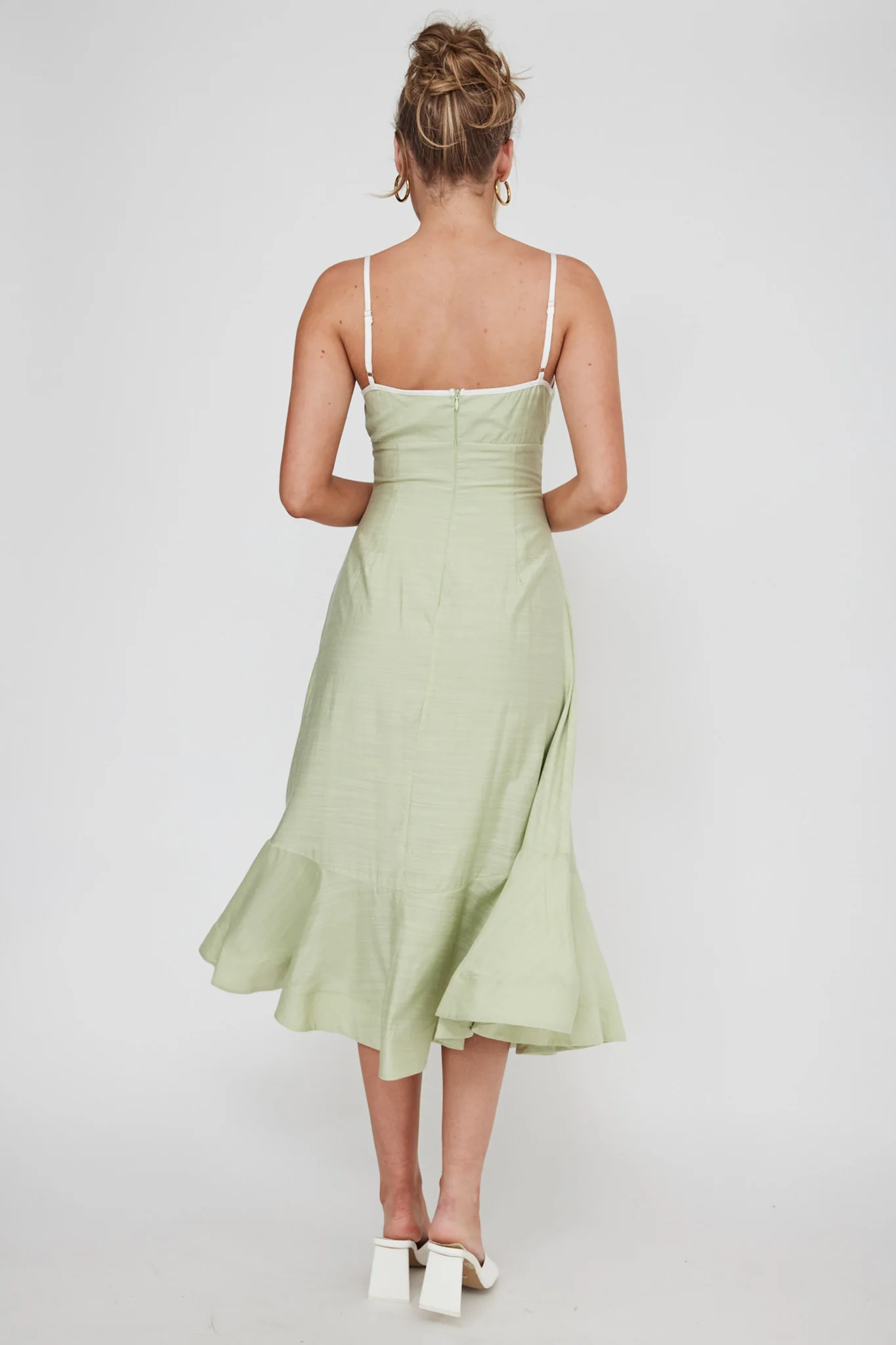 Noni Cami Strap Swing Midi Dress Pistachio - Seraphlike
