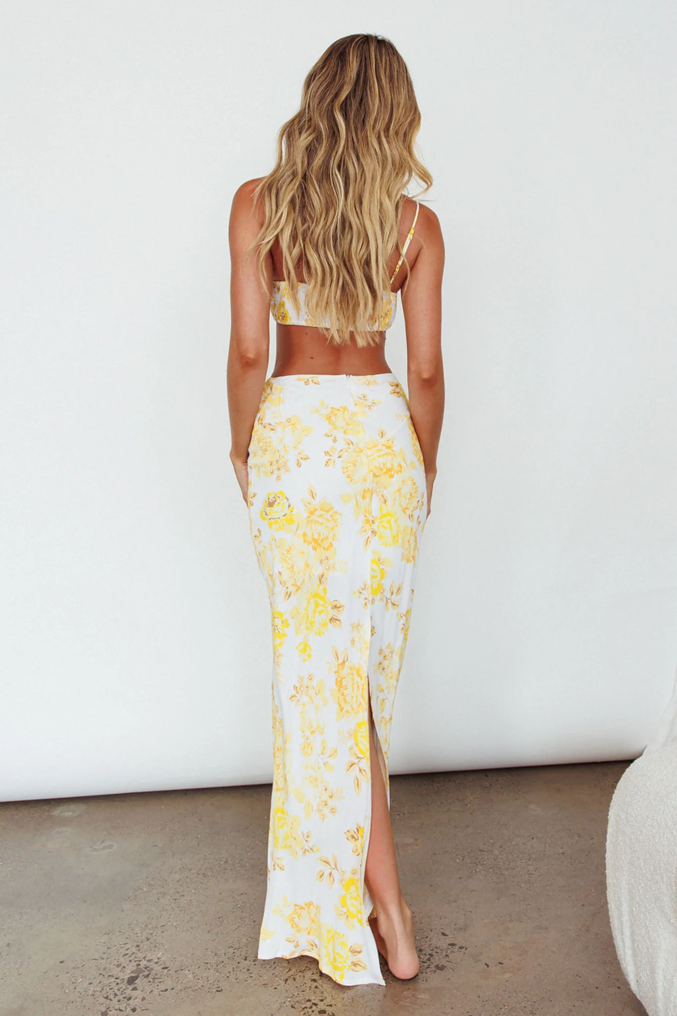 The Moment Cami Strap Crop Top Floral Yellow - Seraphlike