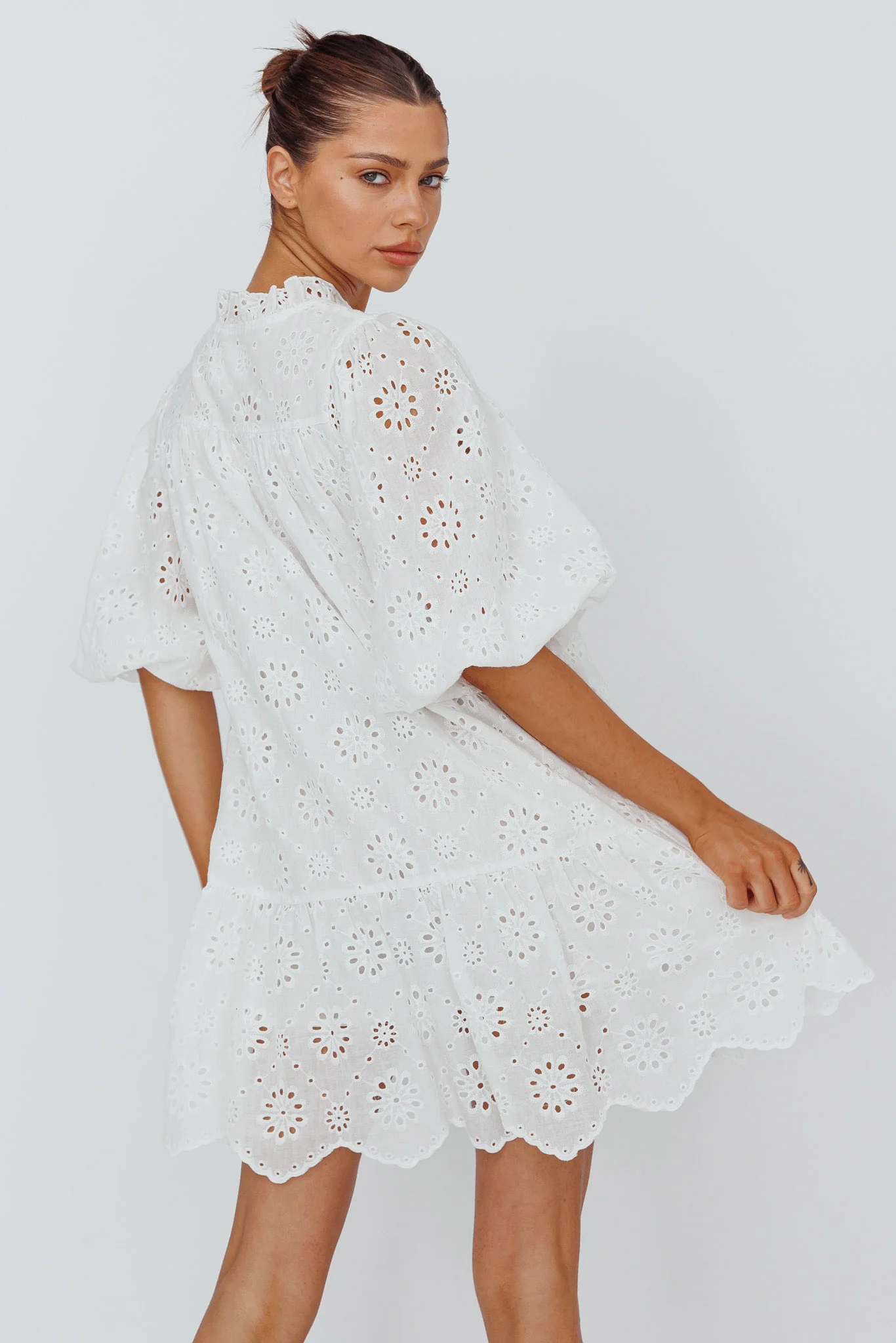 She's A Gem Eyelet Shift Dress White - Seraphlike