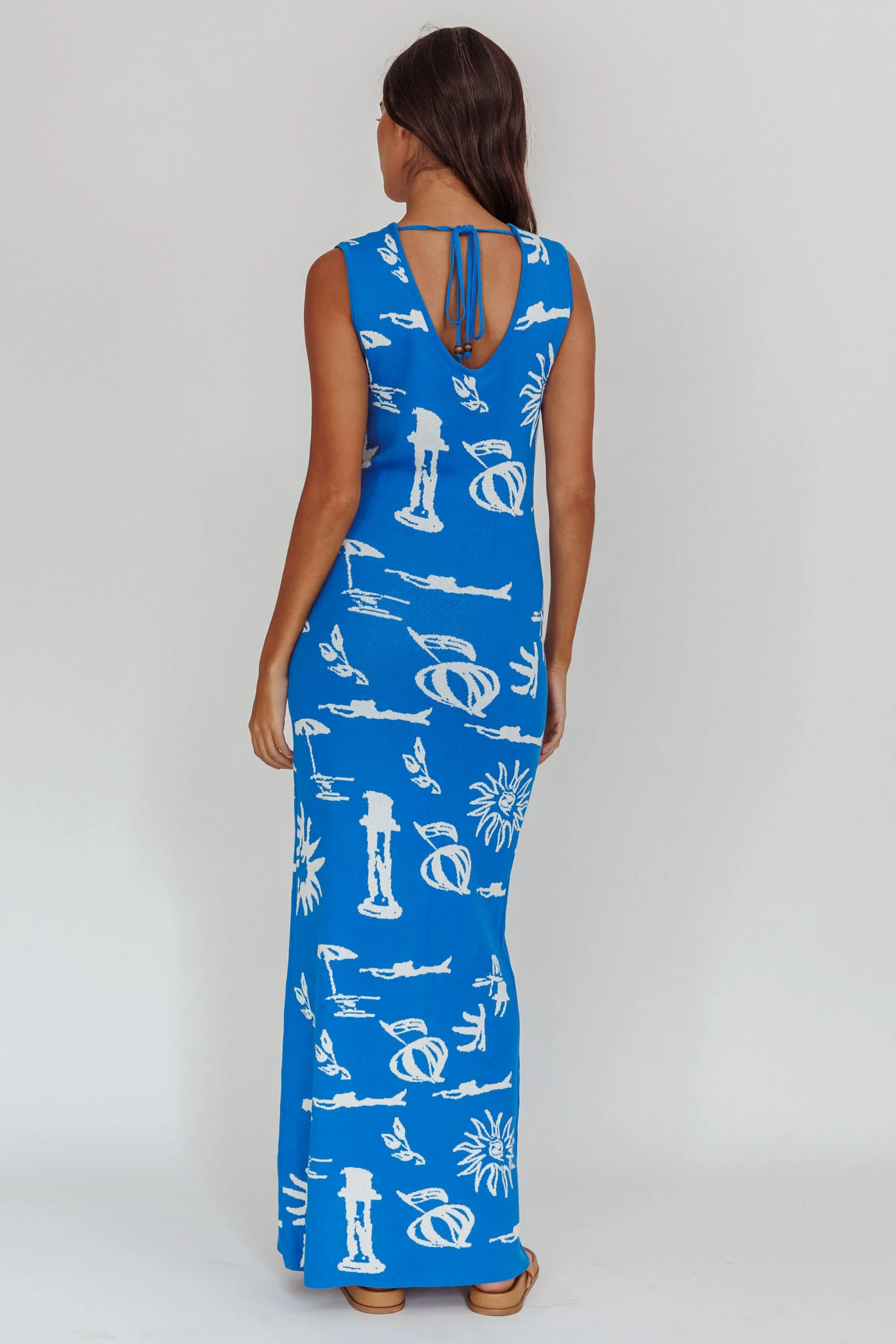 Irene Column Silhouette Maxi Dress Blue - Seraphlike