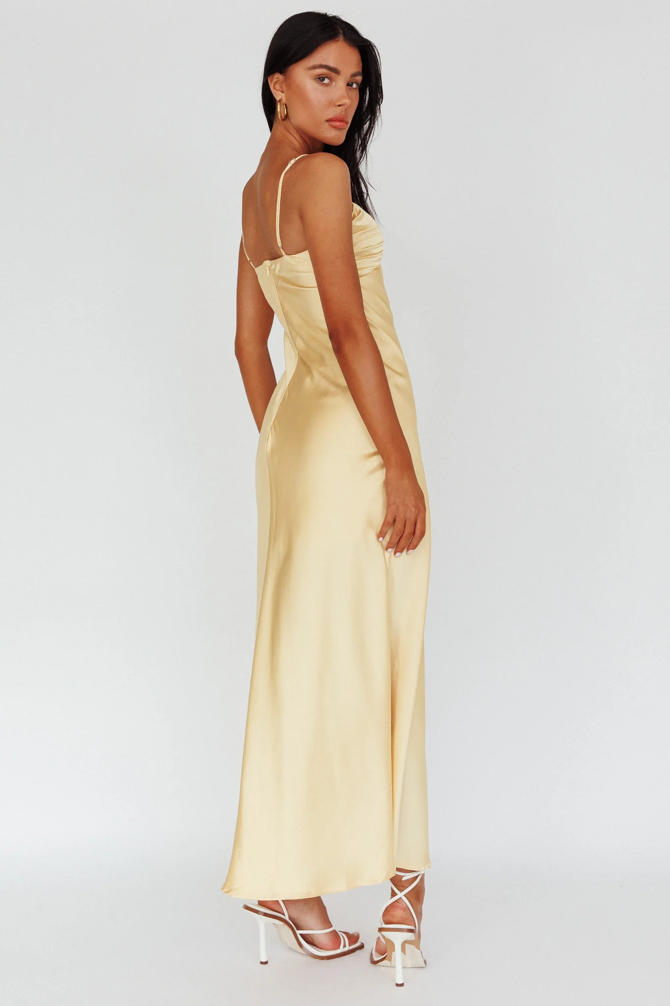 Siva Gathered Bust Midi Dress Yellow - Seraphlike