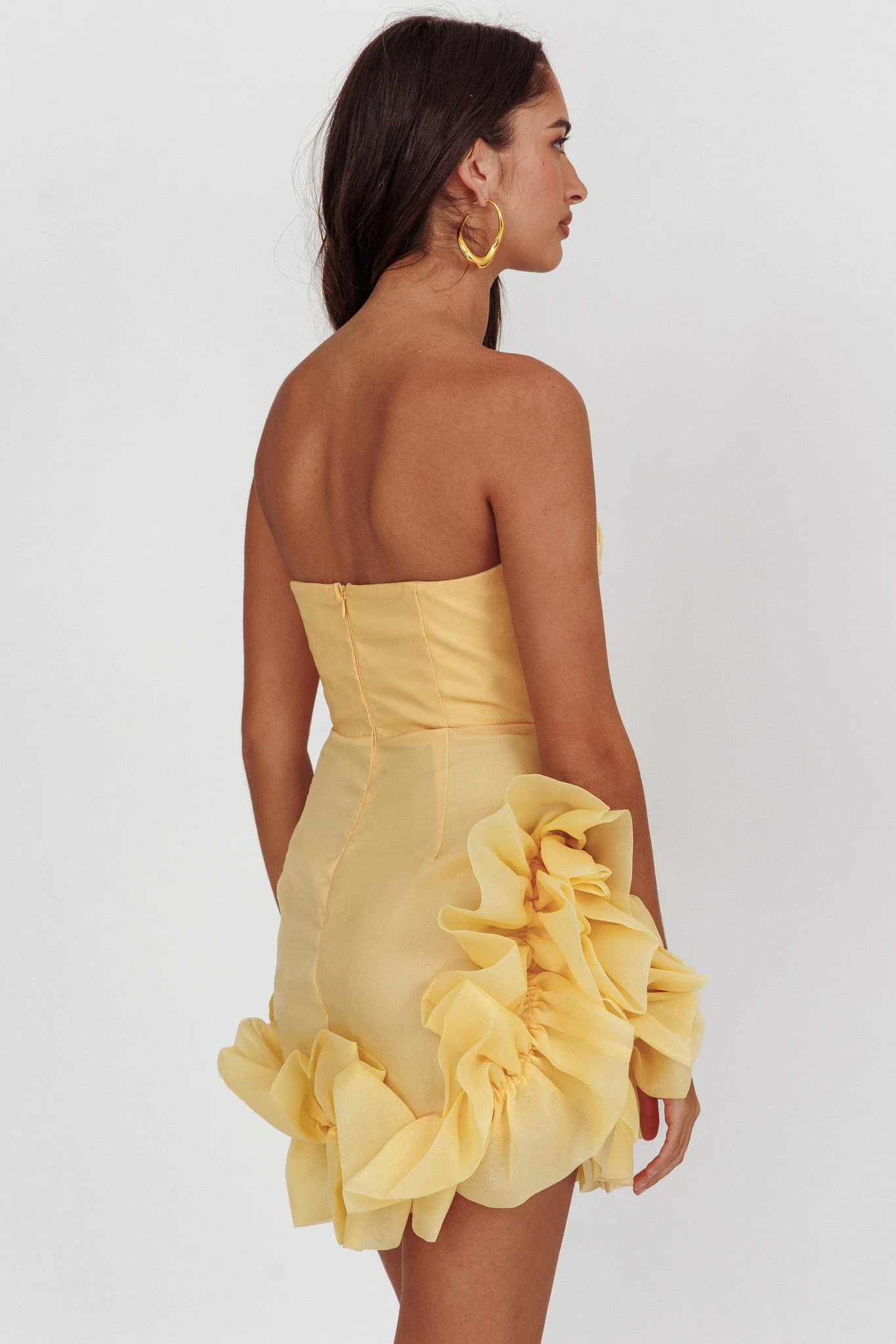 L'amour Toujours Frill Accent Mini Dress Lemon - Seraphlike