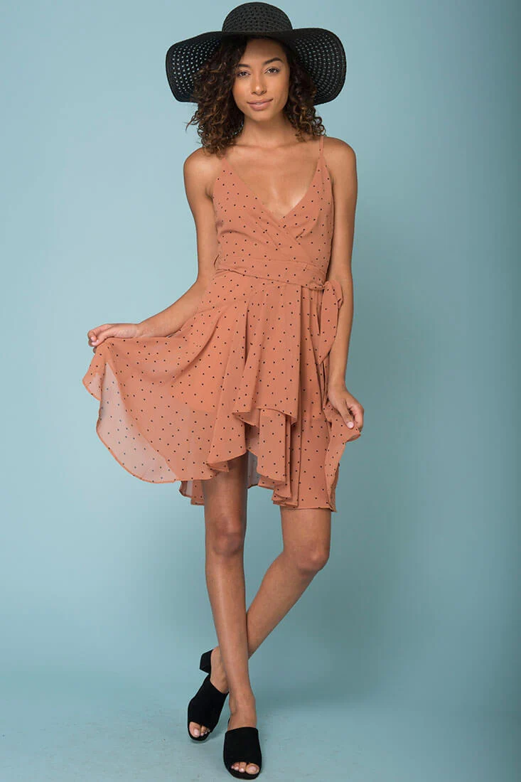 Miah Tied Waist Dress Tan - Seraphlike