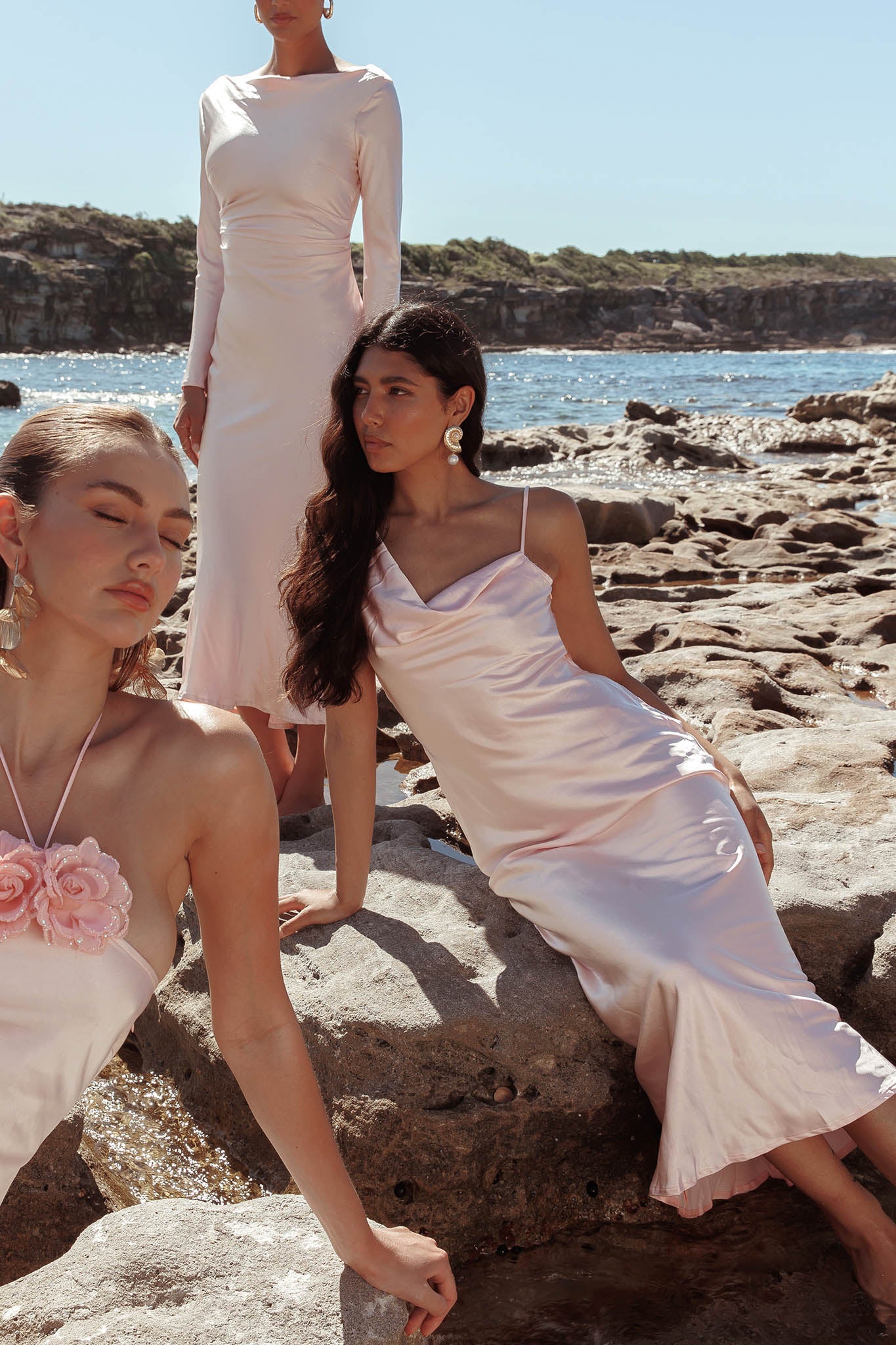 Treats Cowl Back Satin Maxi Dress Baby Pink - Seraphlike