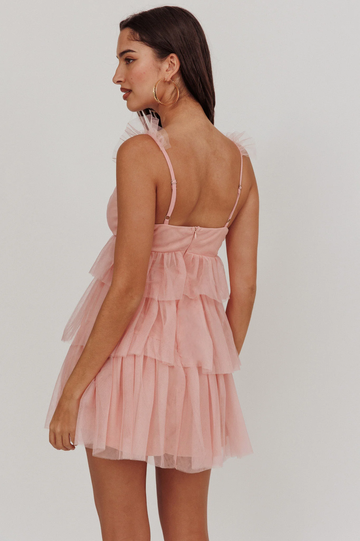 Sorbet Sky Tiered Tulle Mini Dress Pink - Seraphlike