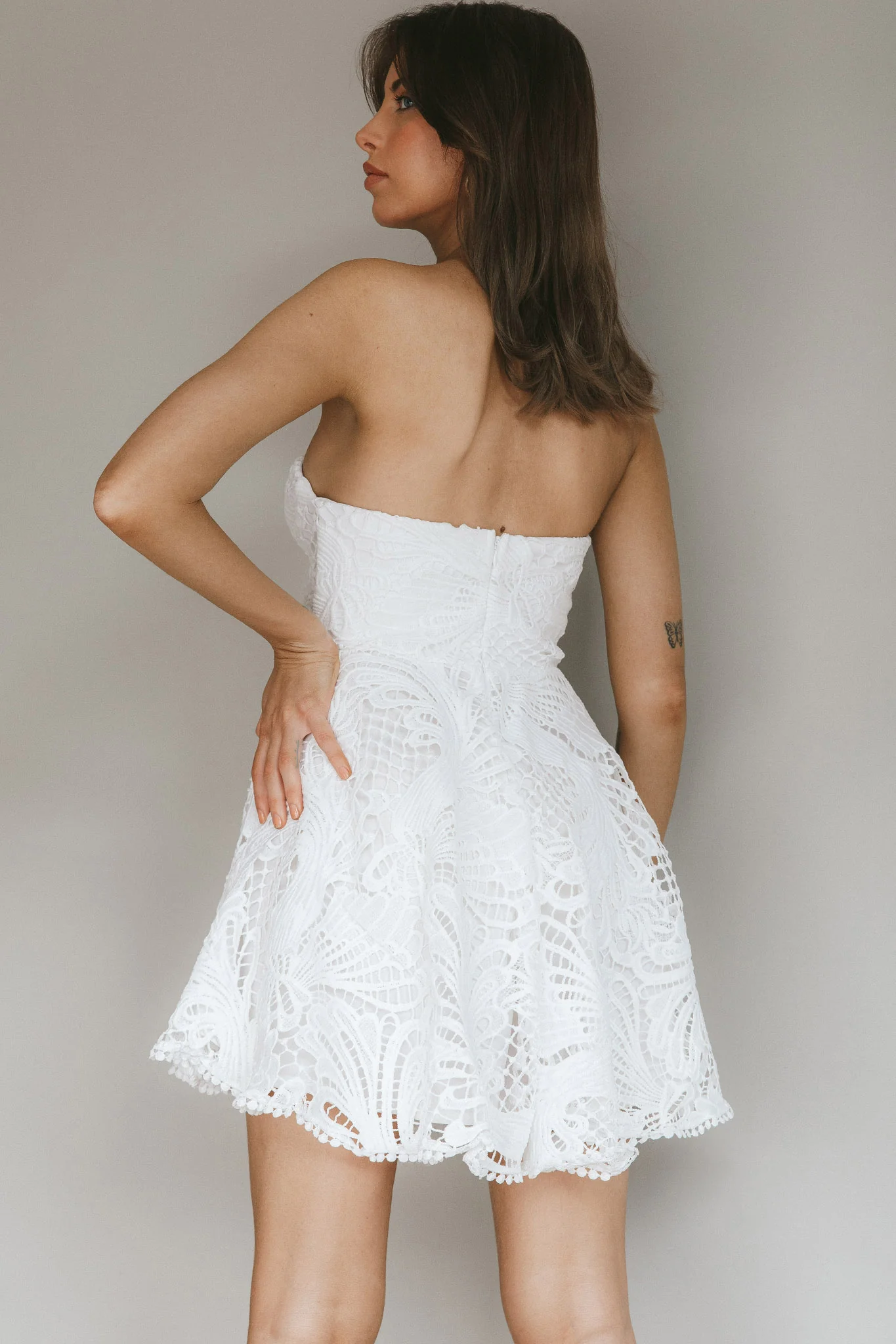 Cheyenne Sweetheart Neckline A-Line Dress White - Seraphlike