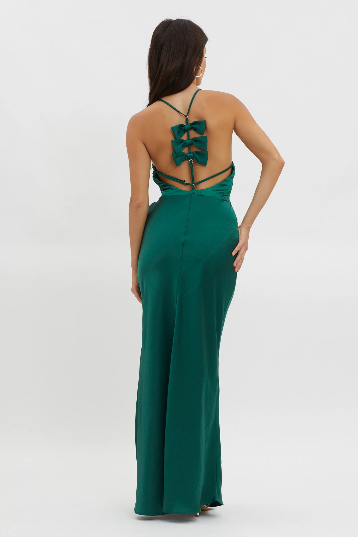 Bonsoir Floral Embroidery Trim Maxi Dress Forest Green - Seraphlike
