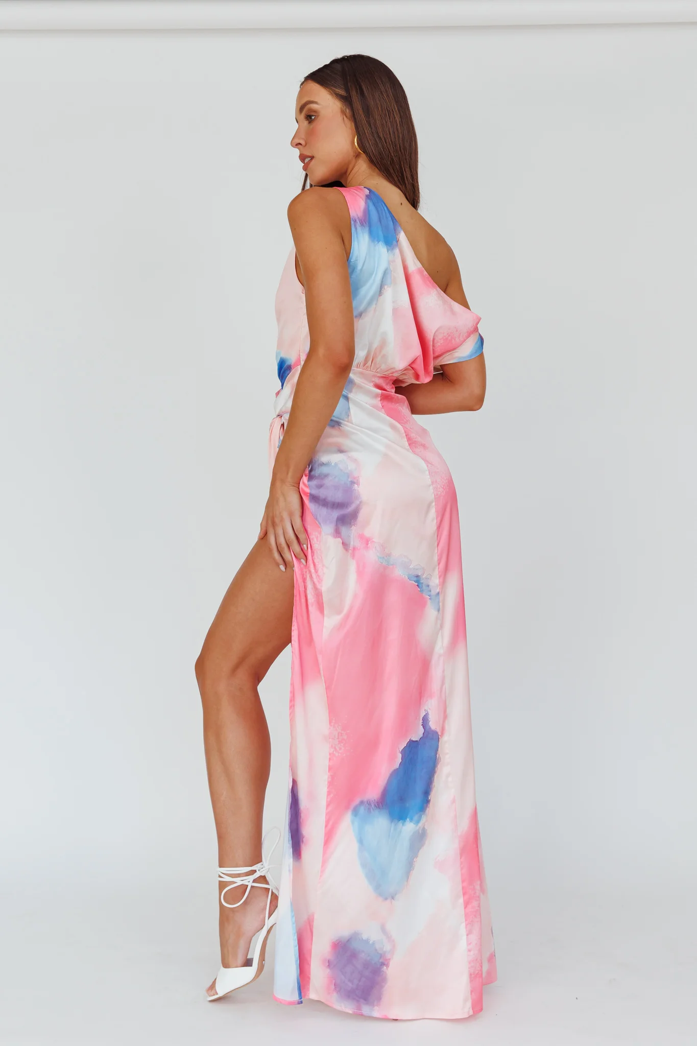 Charm Me Thigh Split Maxi Dress Pink/Blue - Seraphlike