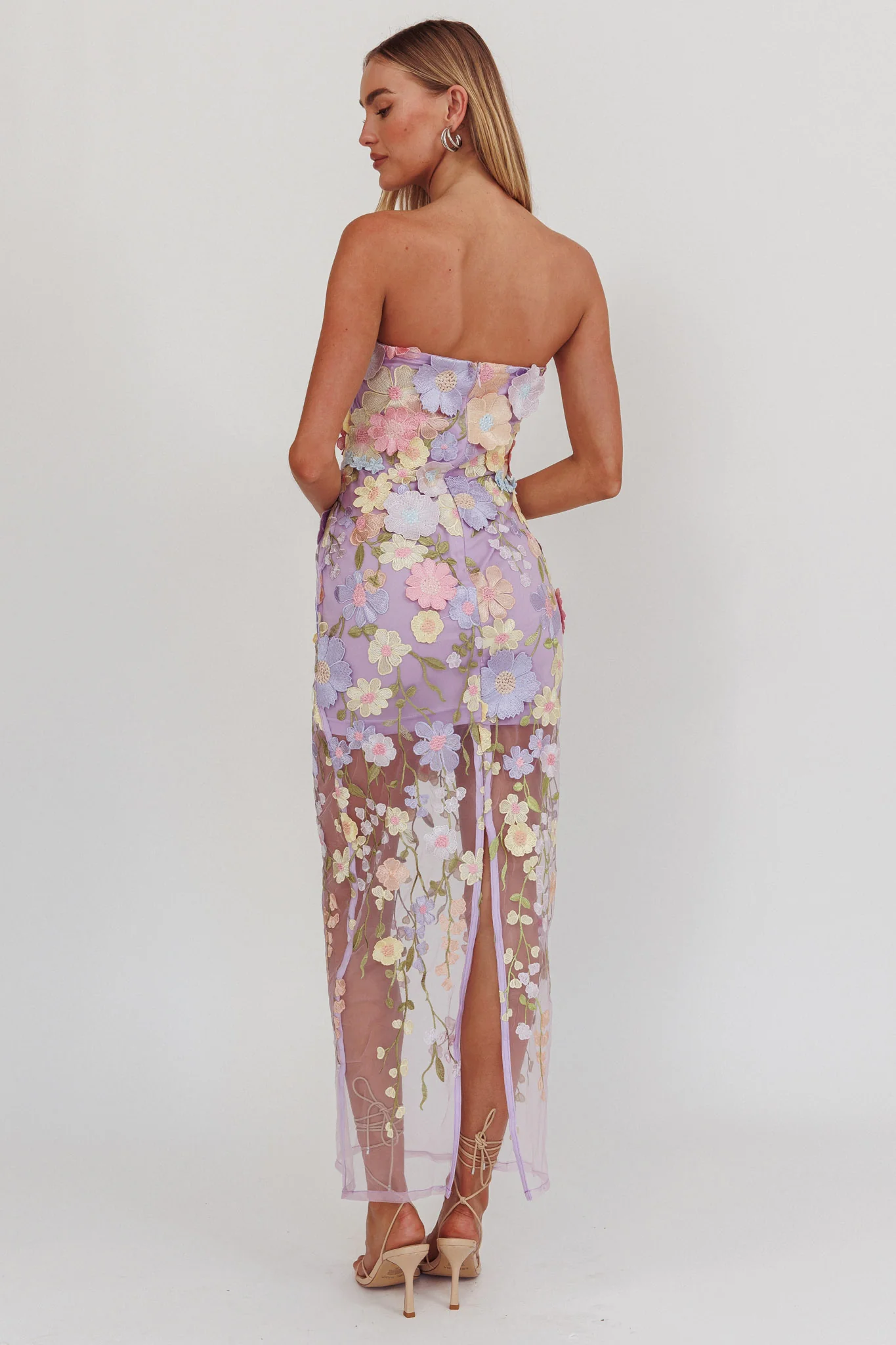 Euphoria Dream Embellished Mesh Maxi Dress Lilac - Seraphlike
