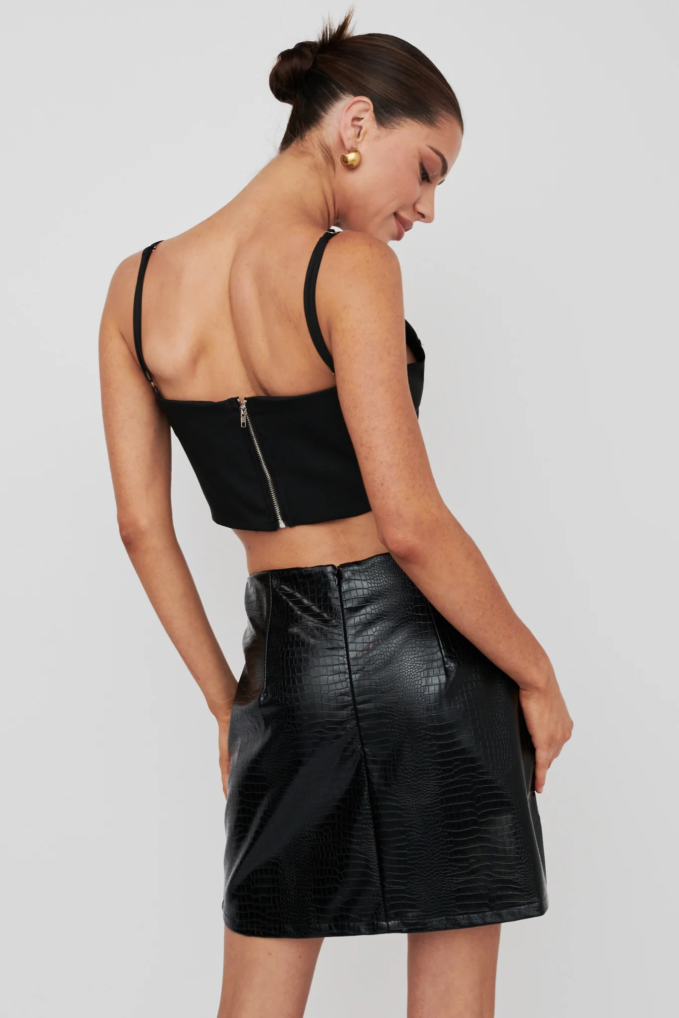 Darwin Embossed Mini Skirt Black - Seraphlike