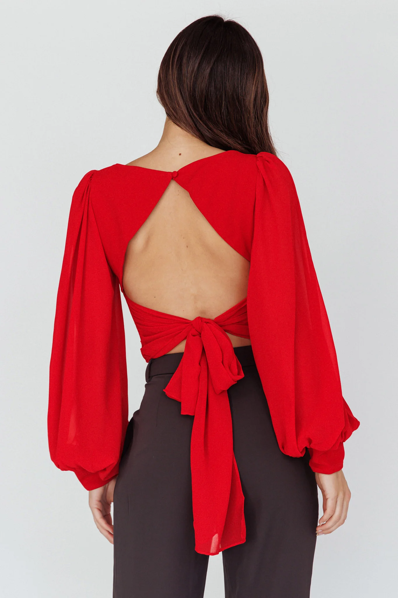 Romance Novel Sweetheart Neckline Open Back Top Red - Seraphlike