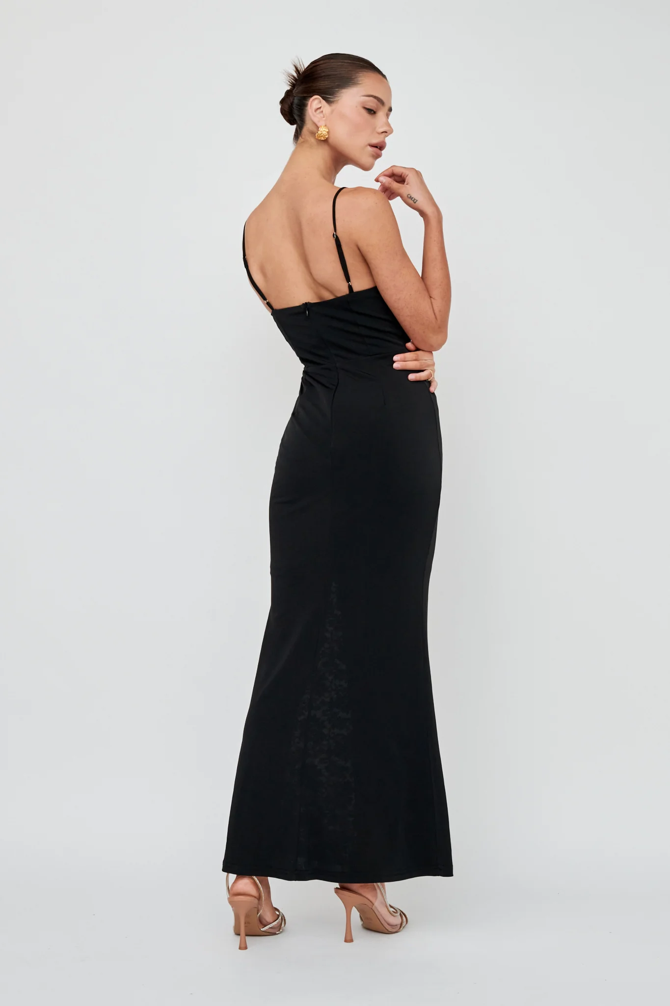 Well Versed Lace Split Maxi Dress Black - Seraphlike