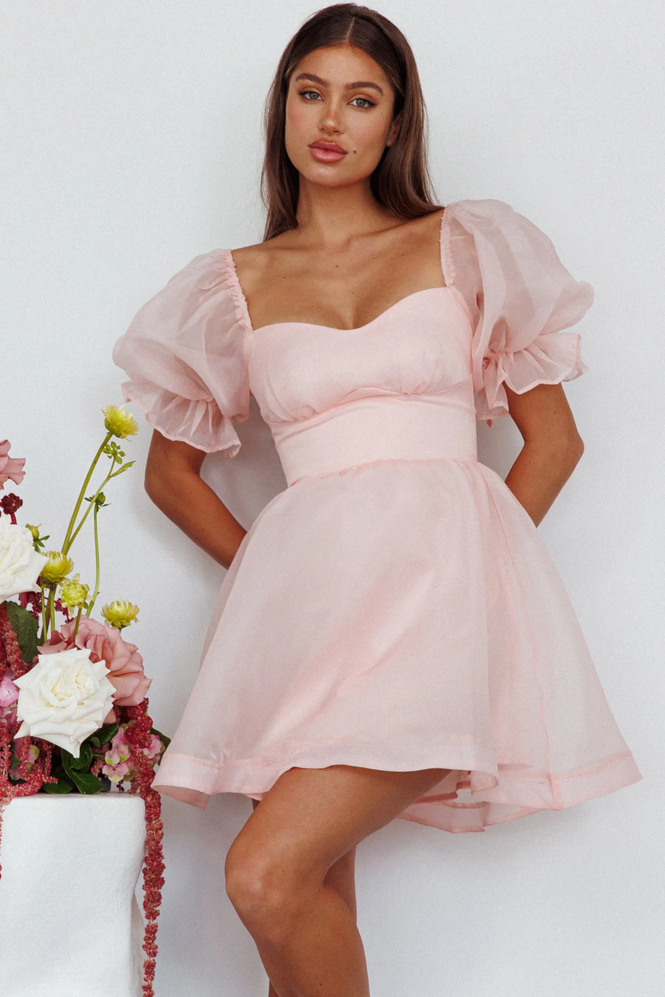 I've Got Sunshine Puff Sleeve Mini Dress Blush - Seraphlike