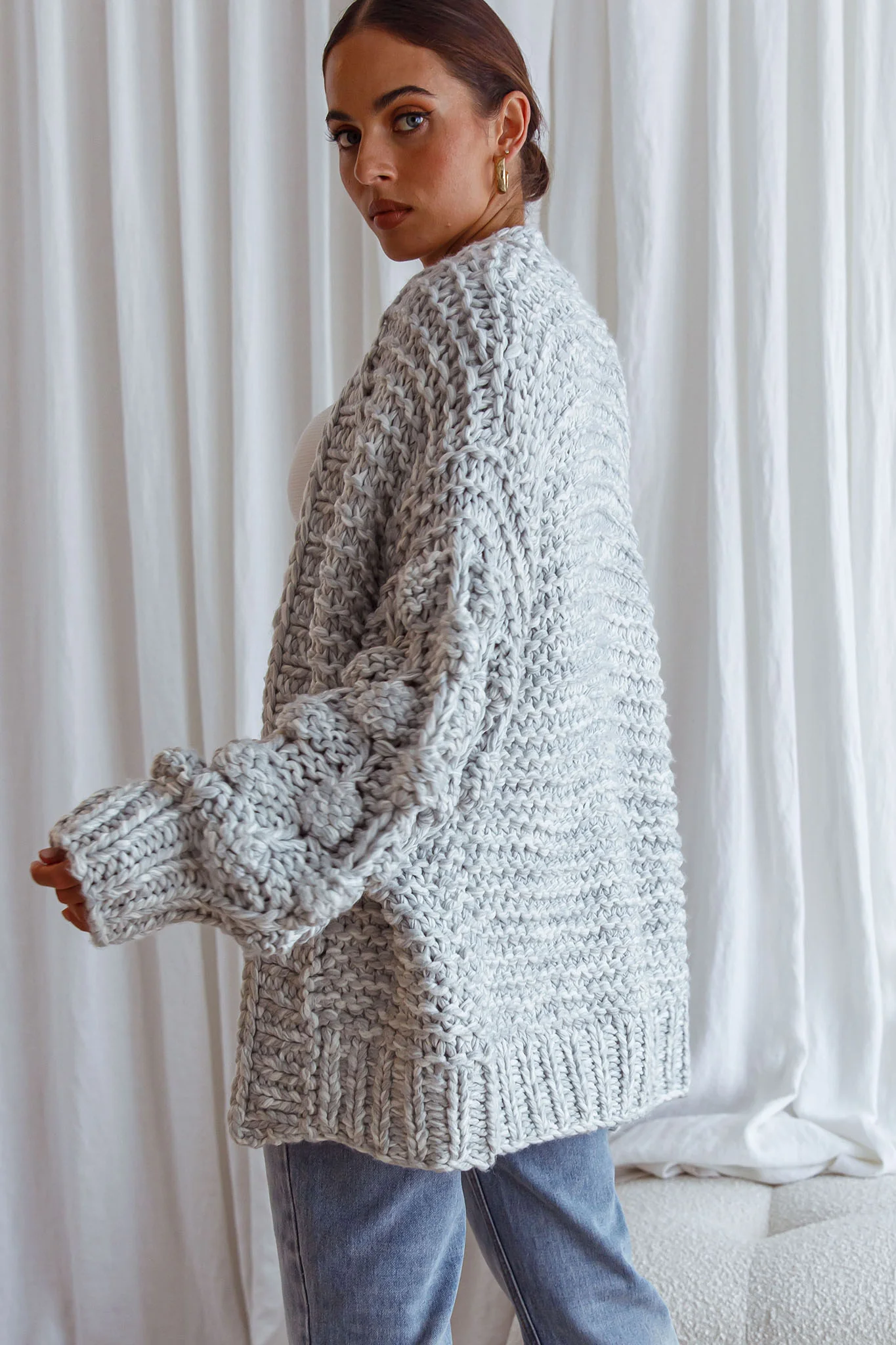 Moscow Chunky Knit Oversized Cardigan Marble - Seraphlike