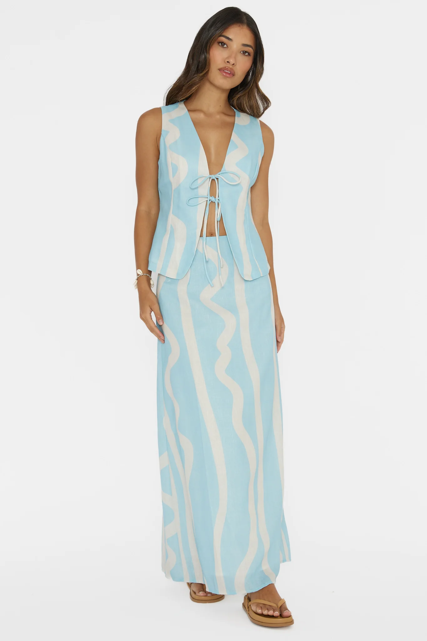 Meet Me There Maxi Skirt Abstract Blue - Seraphlike