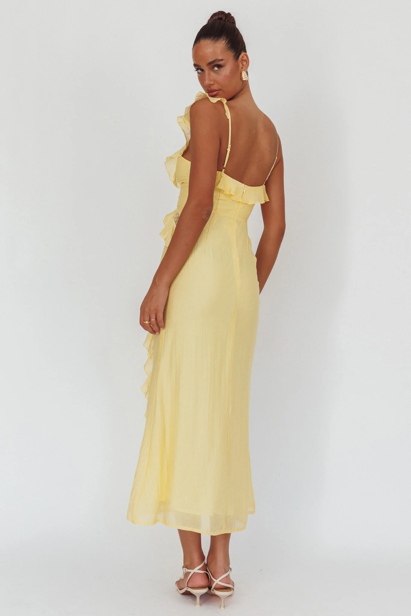 La Estrella Ruffle And Lace Trim Maxi Dress Butter - Seraphlike