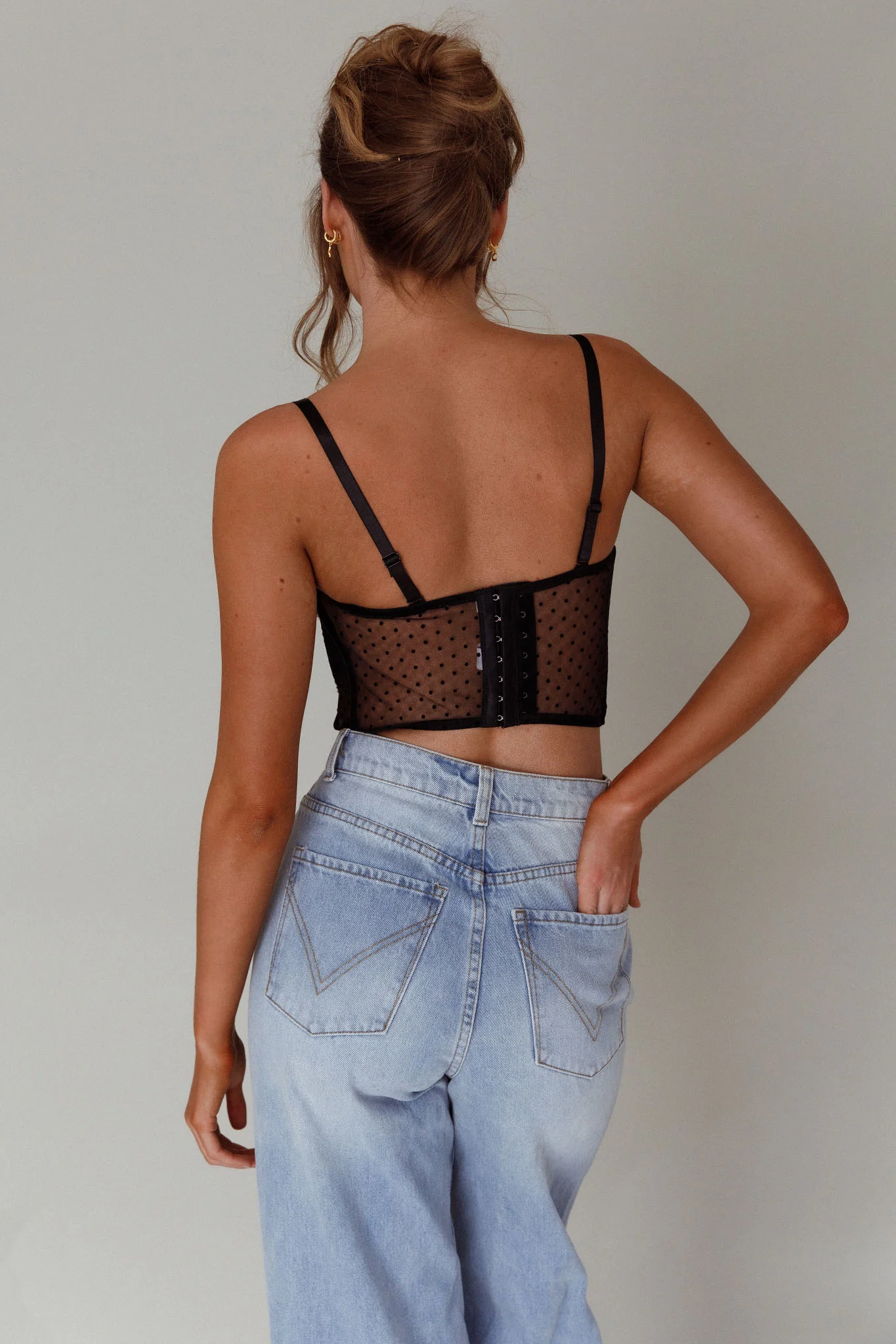 Stop And Stare Diamante Trim Crop Top Black - Seraphlike