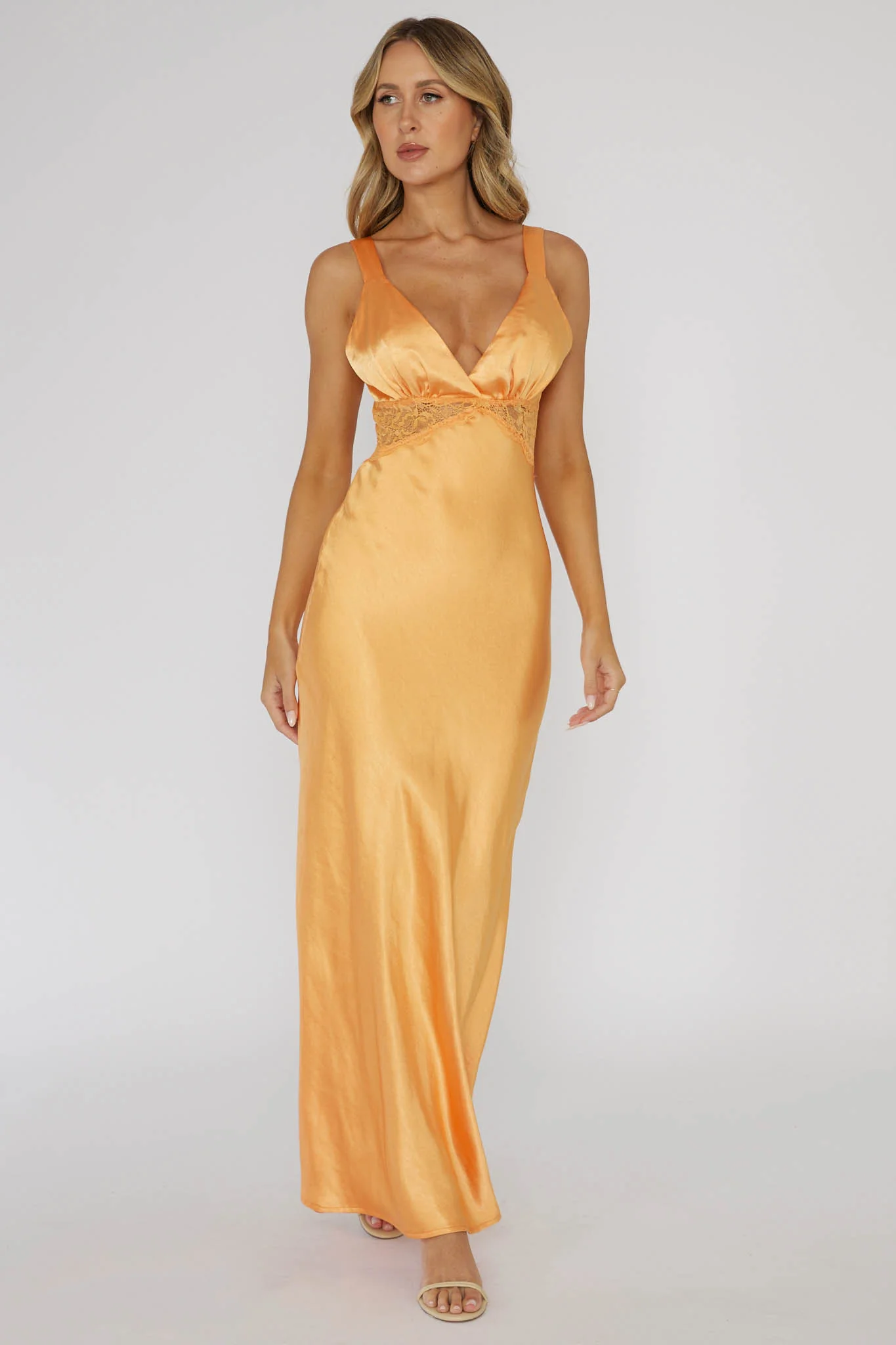 One Heart Lace Insert Maxi Dress Mango - Seraphlike