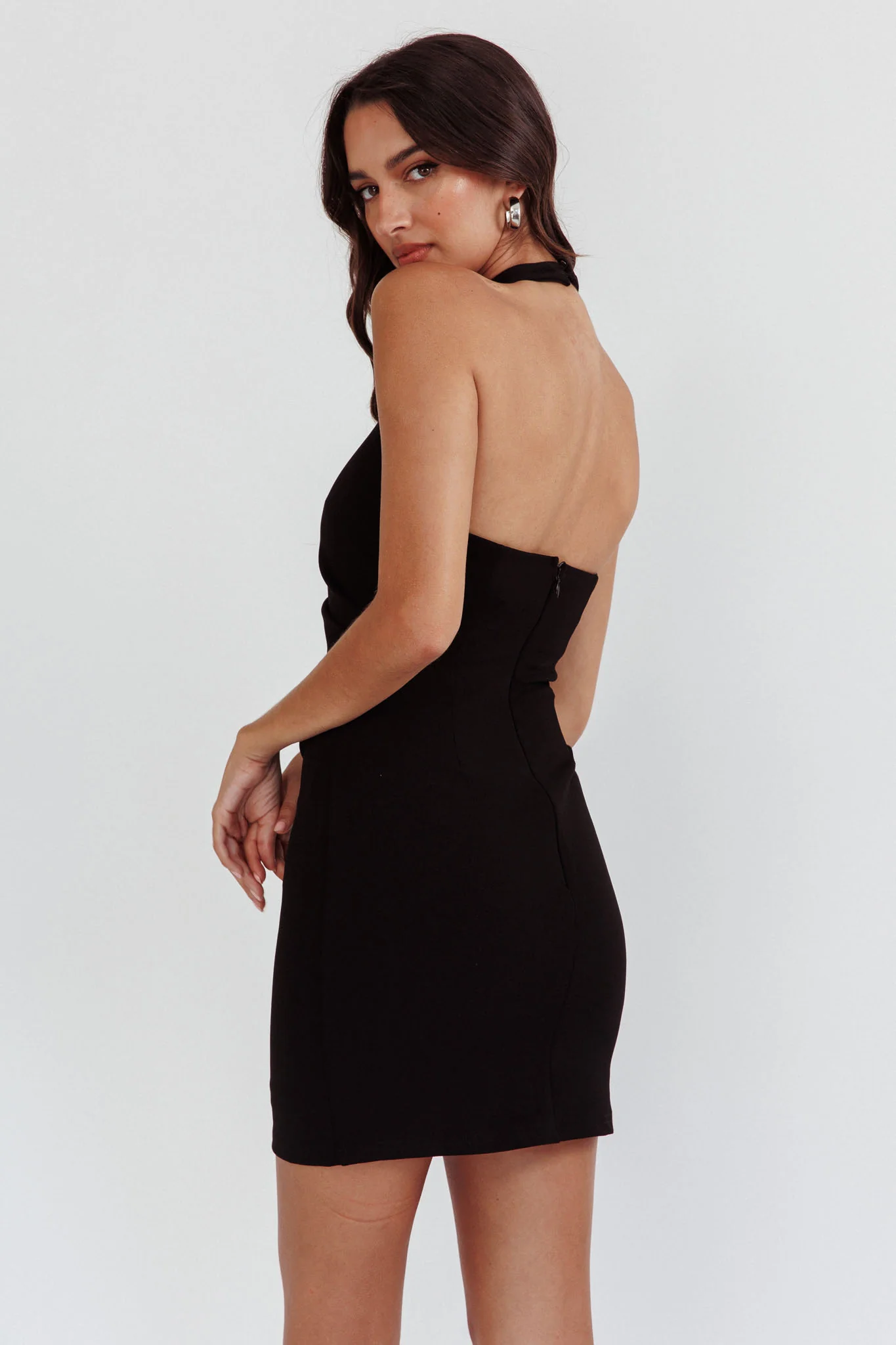 Outspoken Halterneck Mini Dress Black - Seraphlike