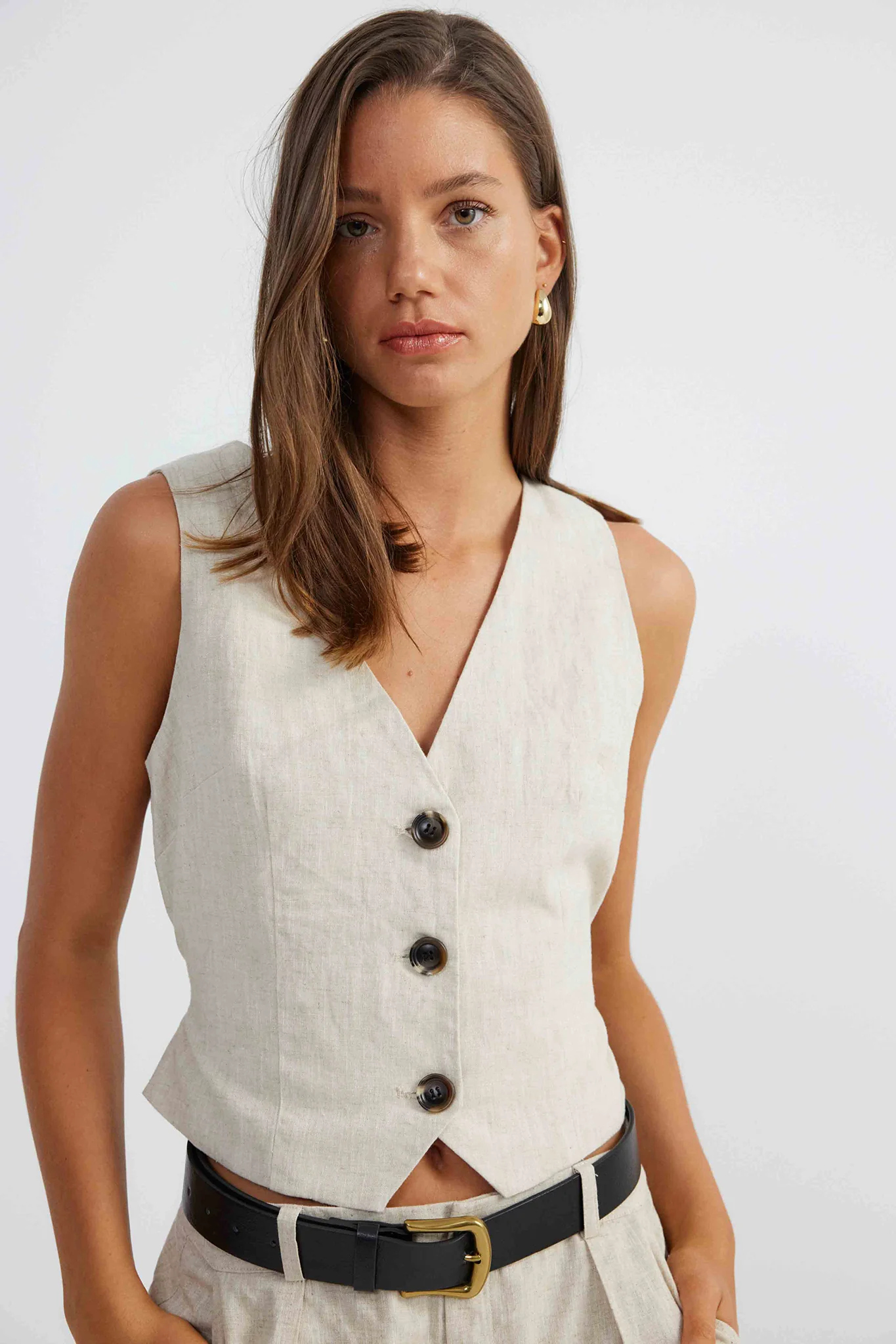 SNDYS Allegra Linen Vest Natural - Seraphlike