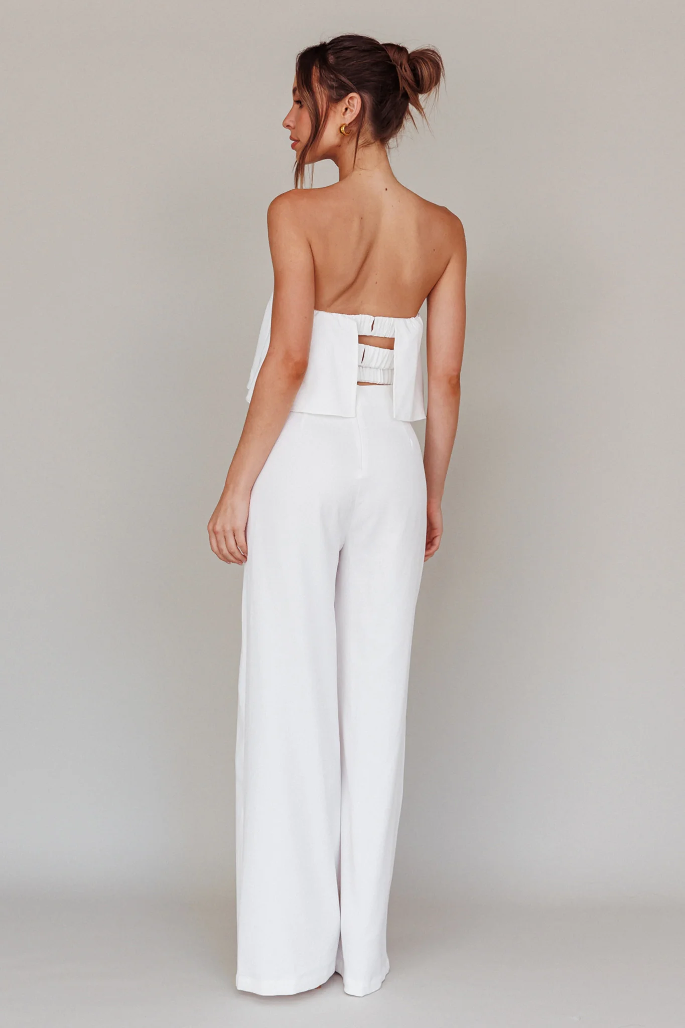 Butterfly Kiss Strapless Jumpsuit Off White - Seraphlike
