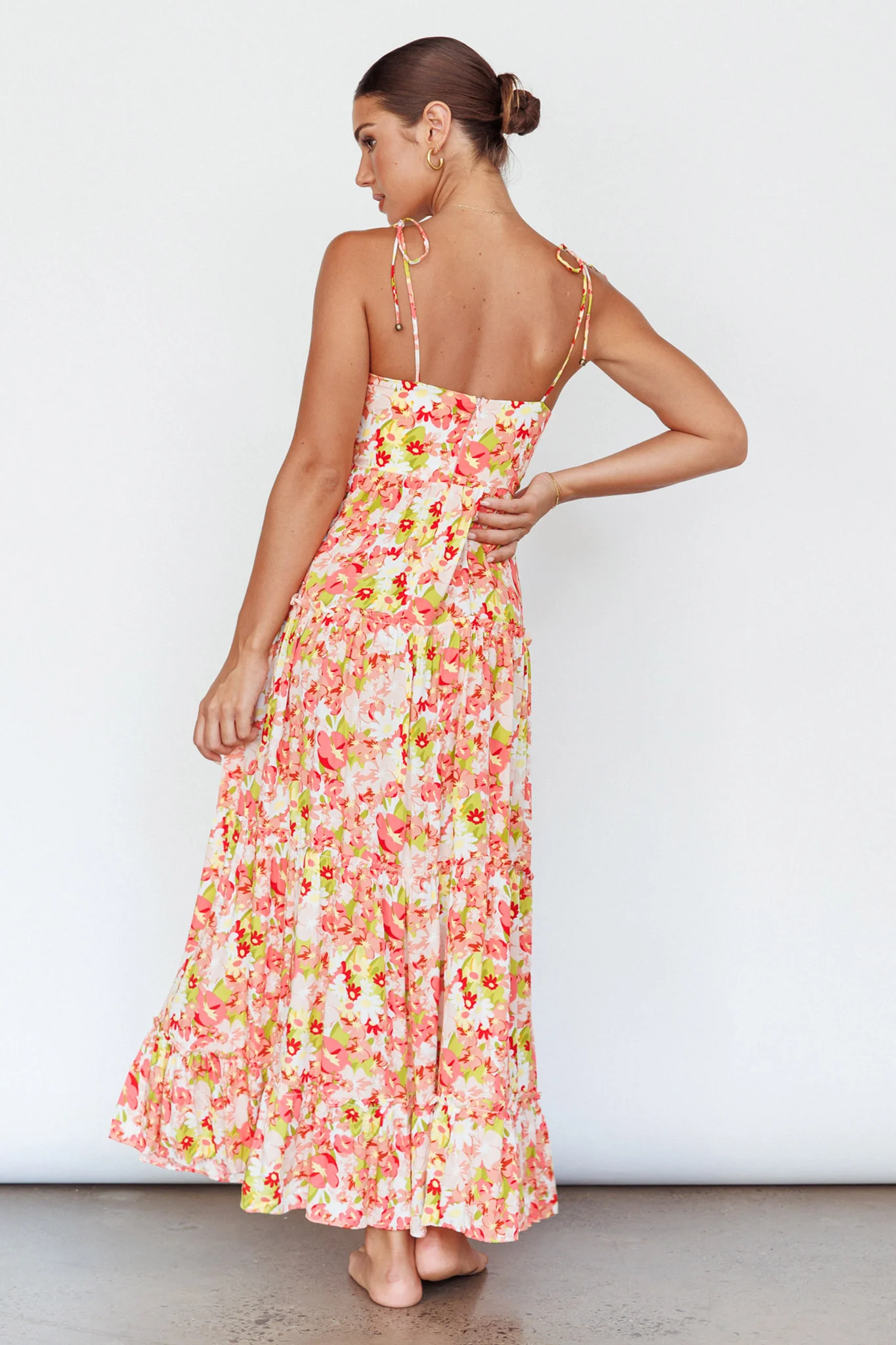Kinlee Lace-Up Bodice Maxi Dress Floral Pink - Seraphlike