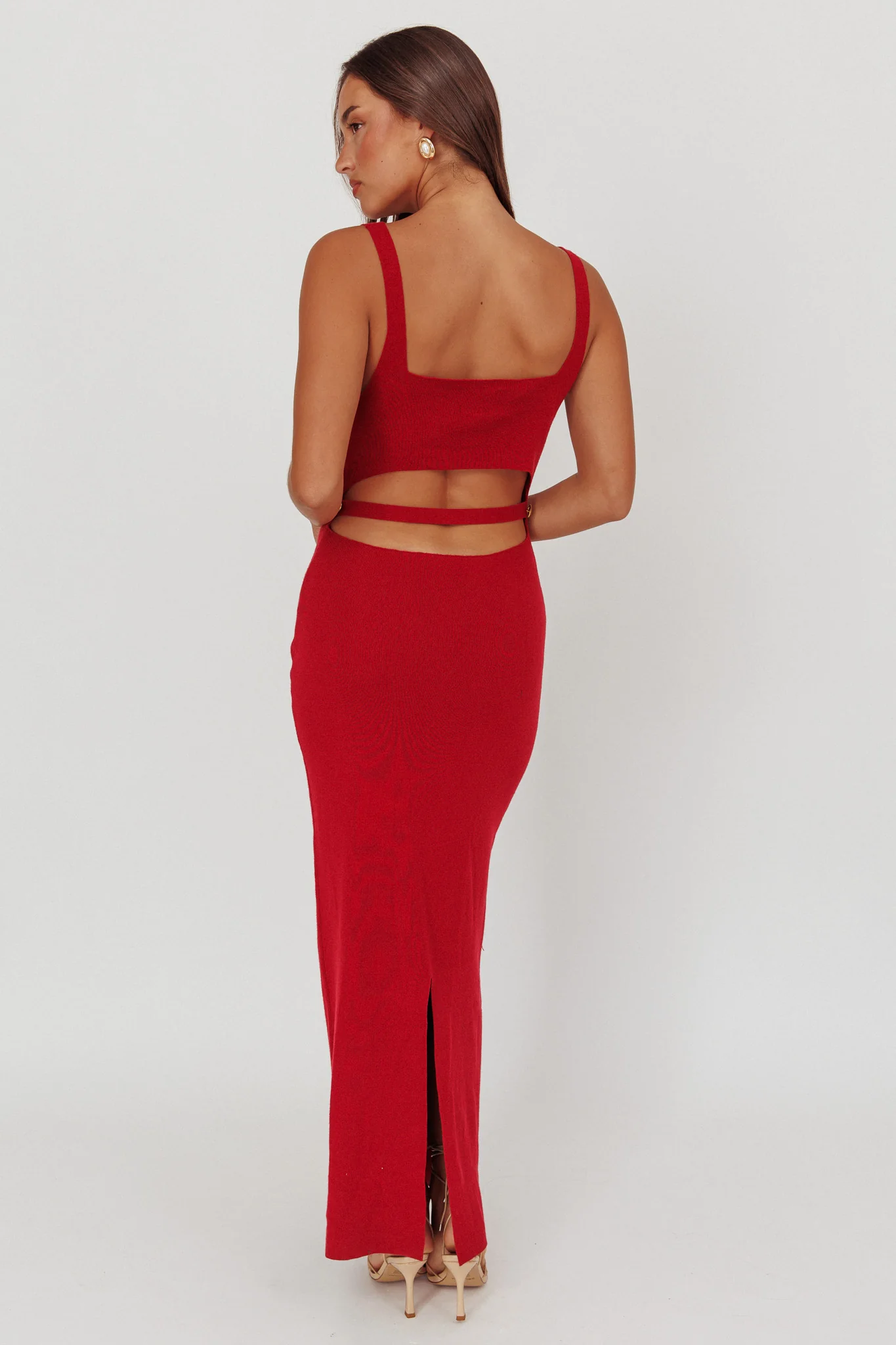 Fall Moon Cut-Out Back Maxi Dress Cherry - Seraphlike