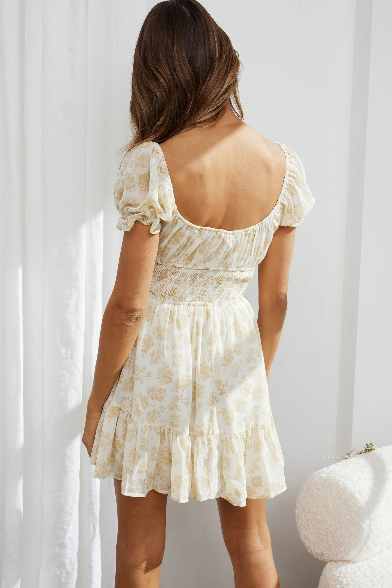 Amilie Shirred Waist Sundress Floral Yellow - Seraphlike