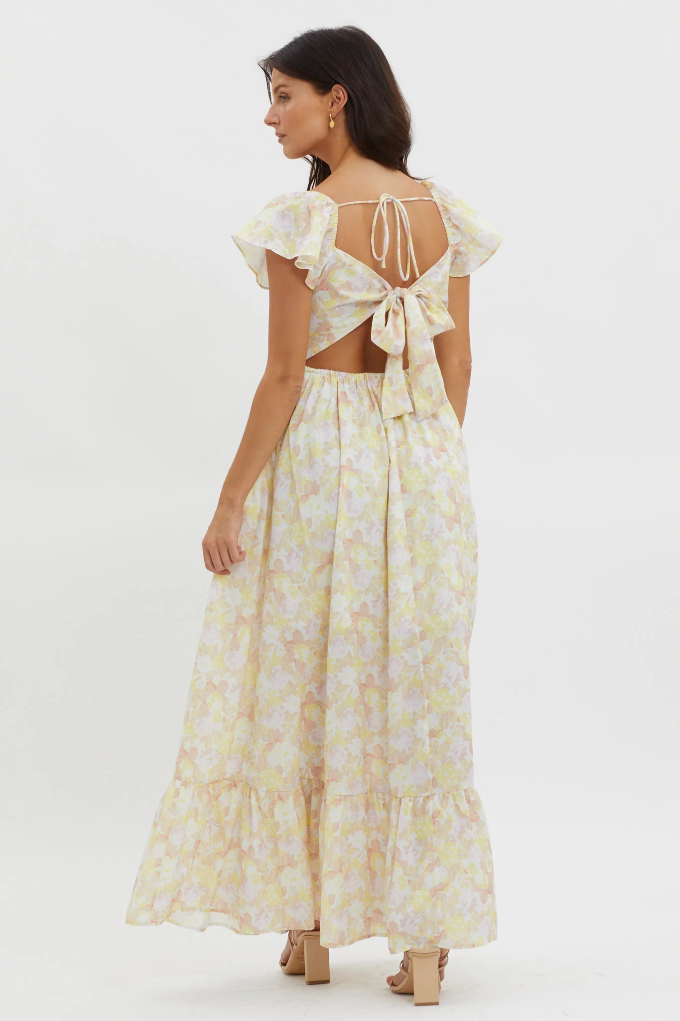 Touch The Sky Tied Back Maxi Dress Lemonade - Seraphlike