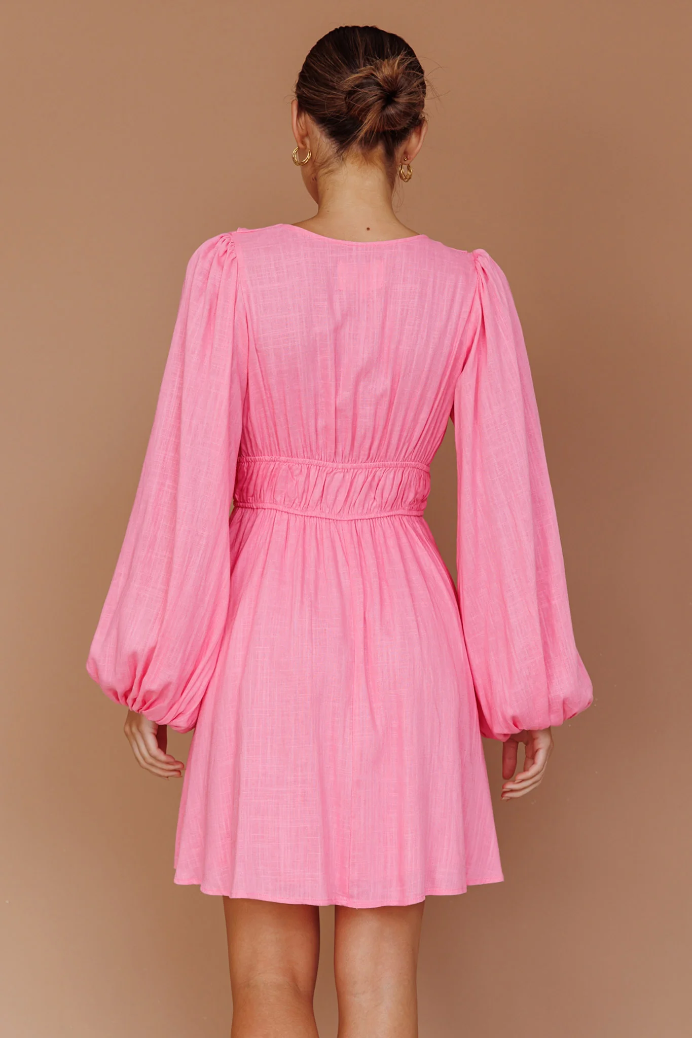 Carnivale Balloon Sleeve Ruffle Mini Dress Pink - Seraphlike