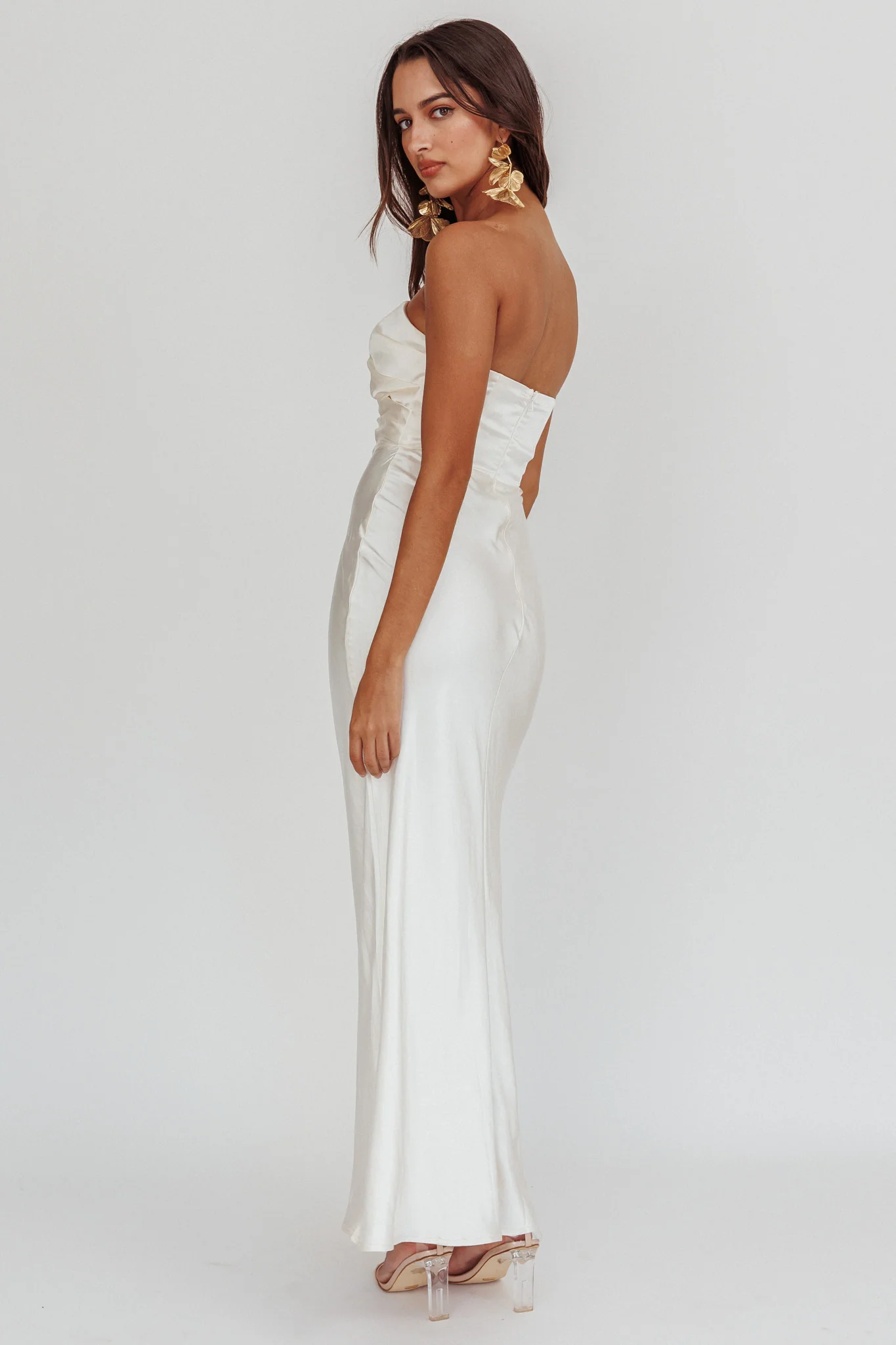 City Of Stars Strapless Maxi Dress Oyster - Seraphlike