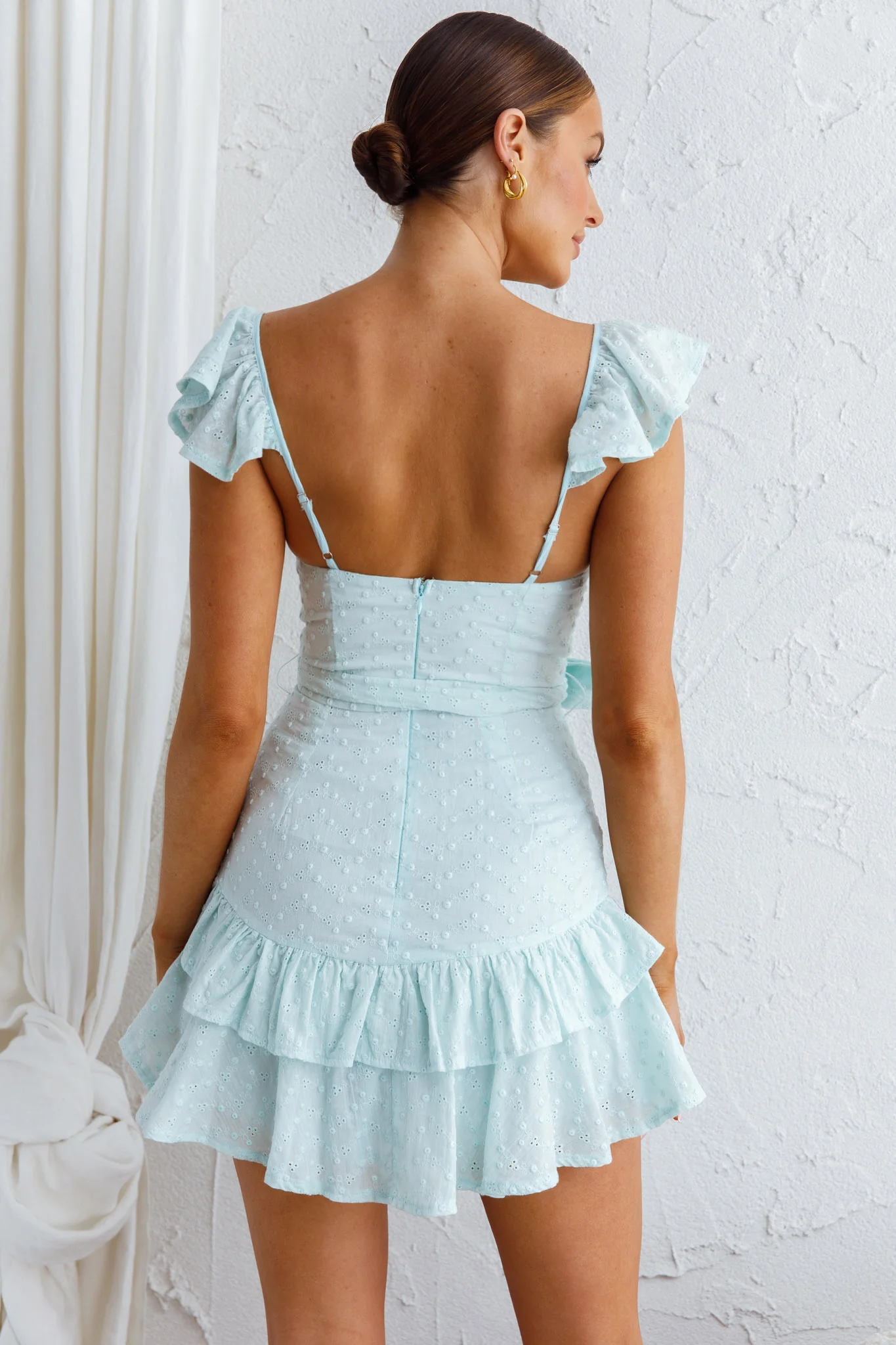 Theodore Ruffle Trimmed Mini Dress Sage - Seraphlike