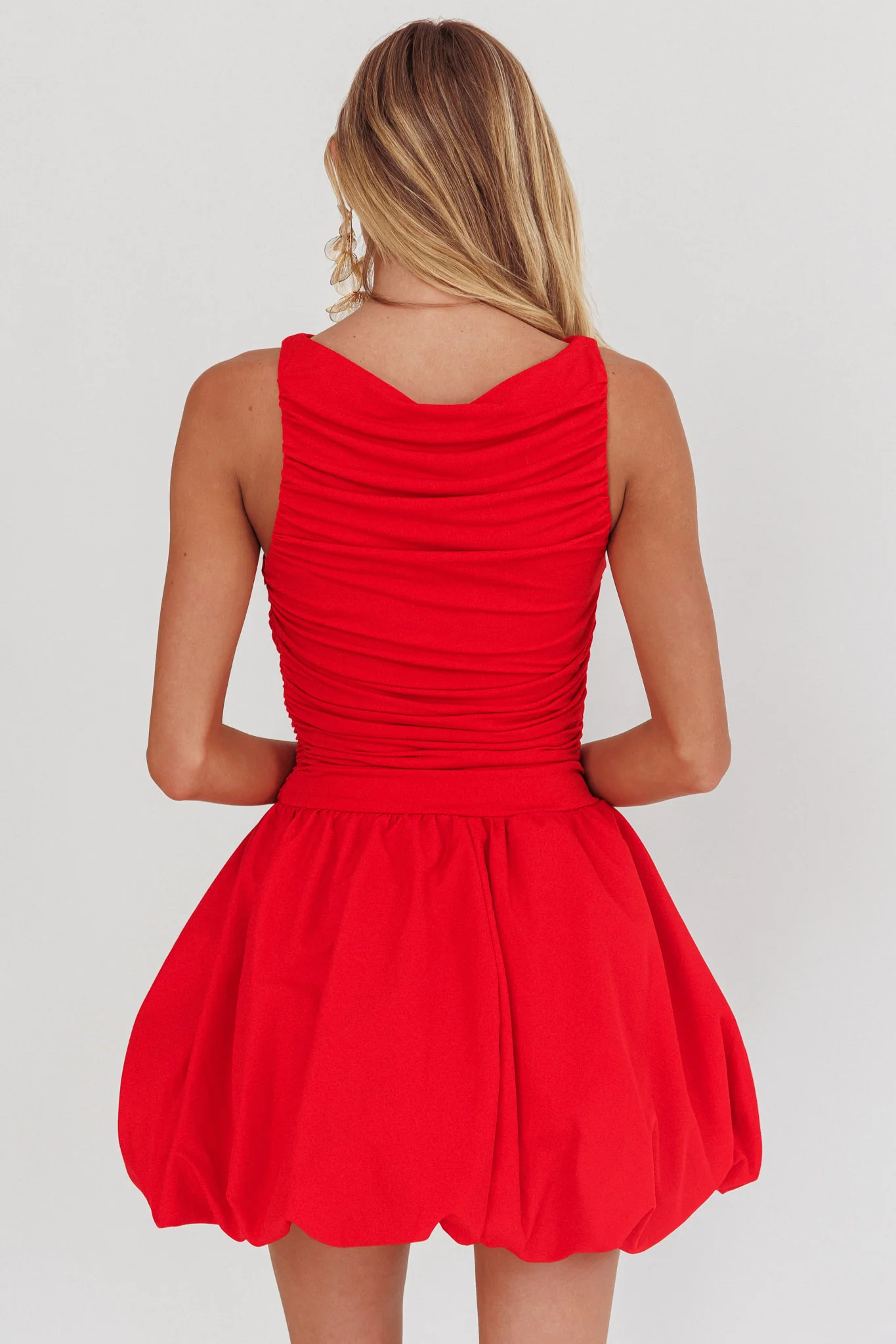 Dalayla Sleeveless Balloon Skirt Mini Dress Red - Seraphlike