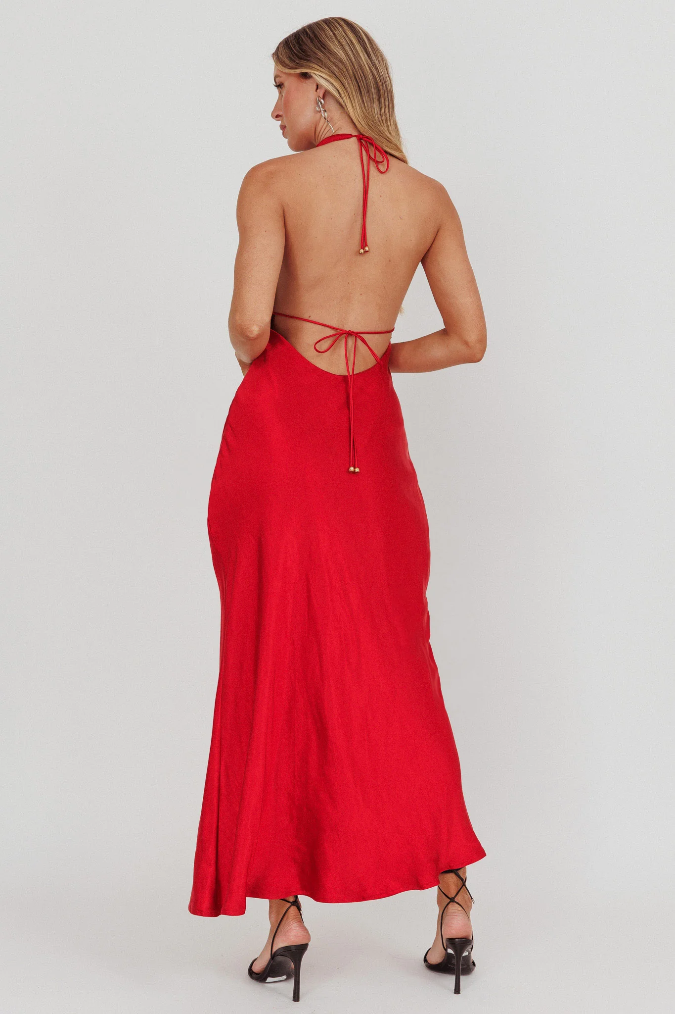 Sweetest Sundays Halterneck Open Back Dress Red - Seraphlike