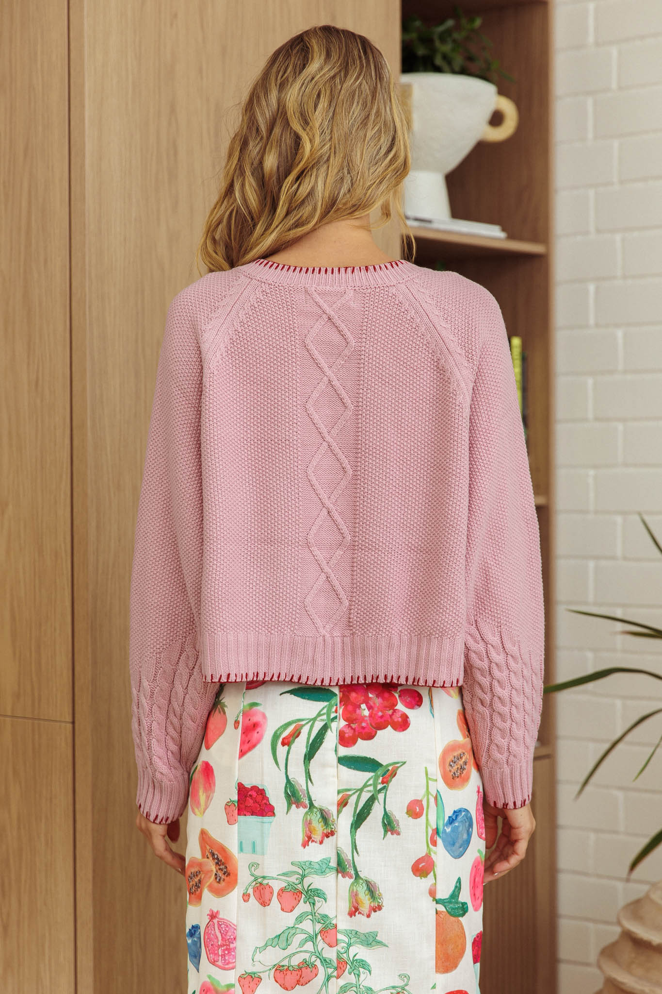 Early Snow Blanket Stitch Bow Cardigan Light Pink - Seraphlike