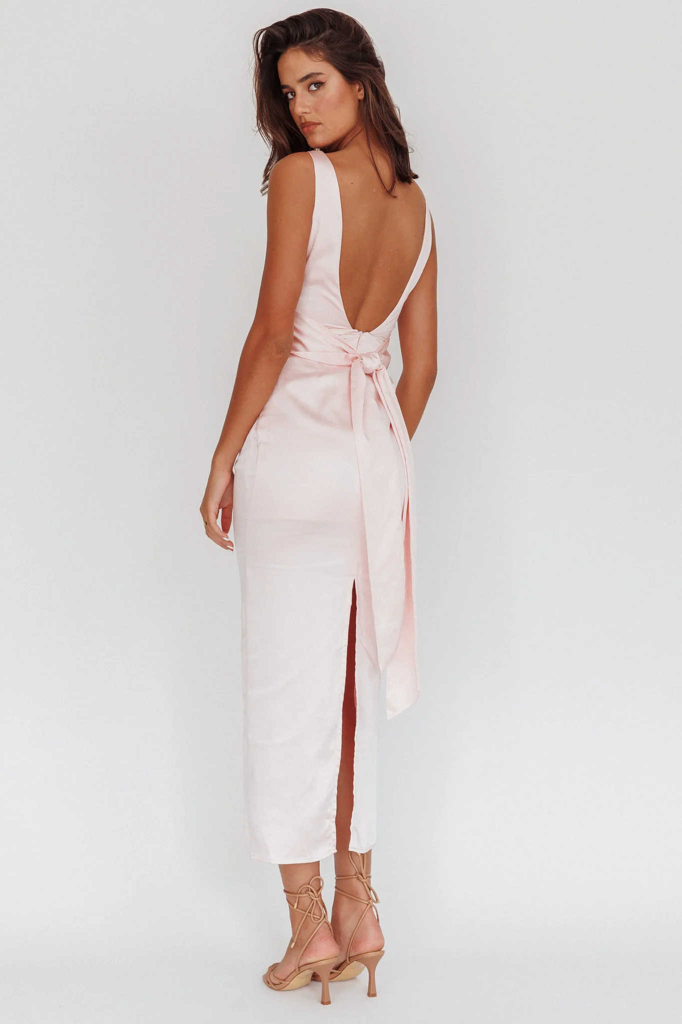 Leila Boat Neck Midi Dress Pink - Seraphlike