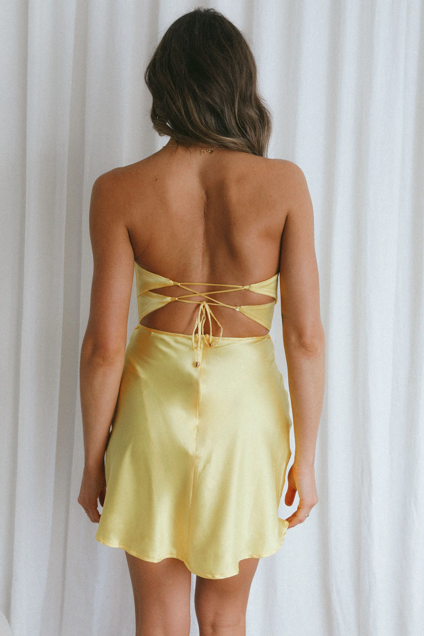 Good Impression Double Twist Mini Dress Yellow - Seraphlike