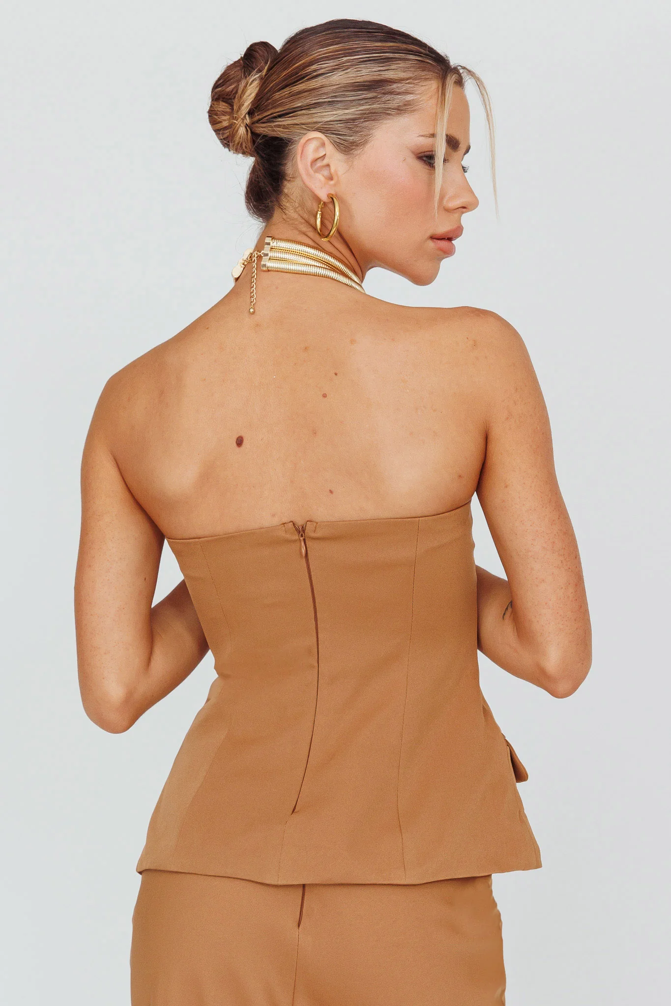 Valencia Strapless Bustier Top Mocha - Seraphlike