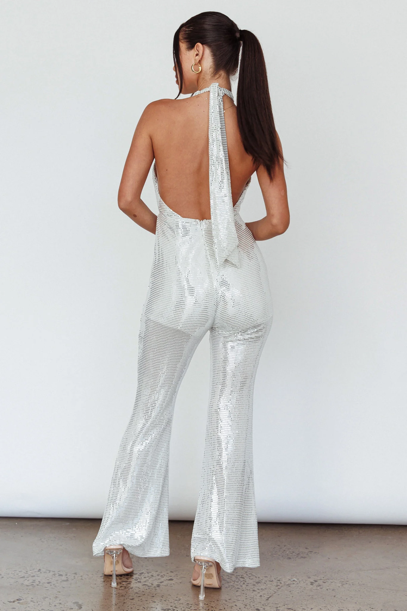 Moon In Leo Halterneck Jumpsuit Silver - Seraphlike