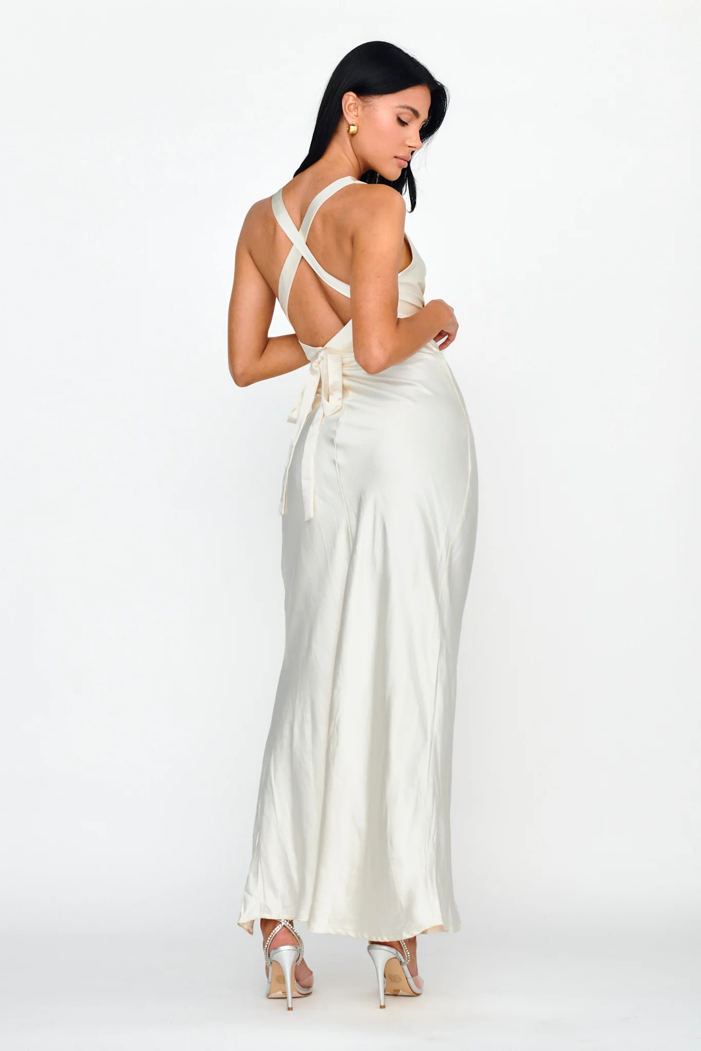 Midnight Sun Asymmetrical Strap Maxi Dress Oyster - Seraphlike