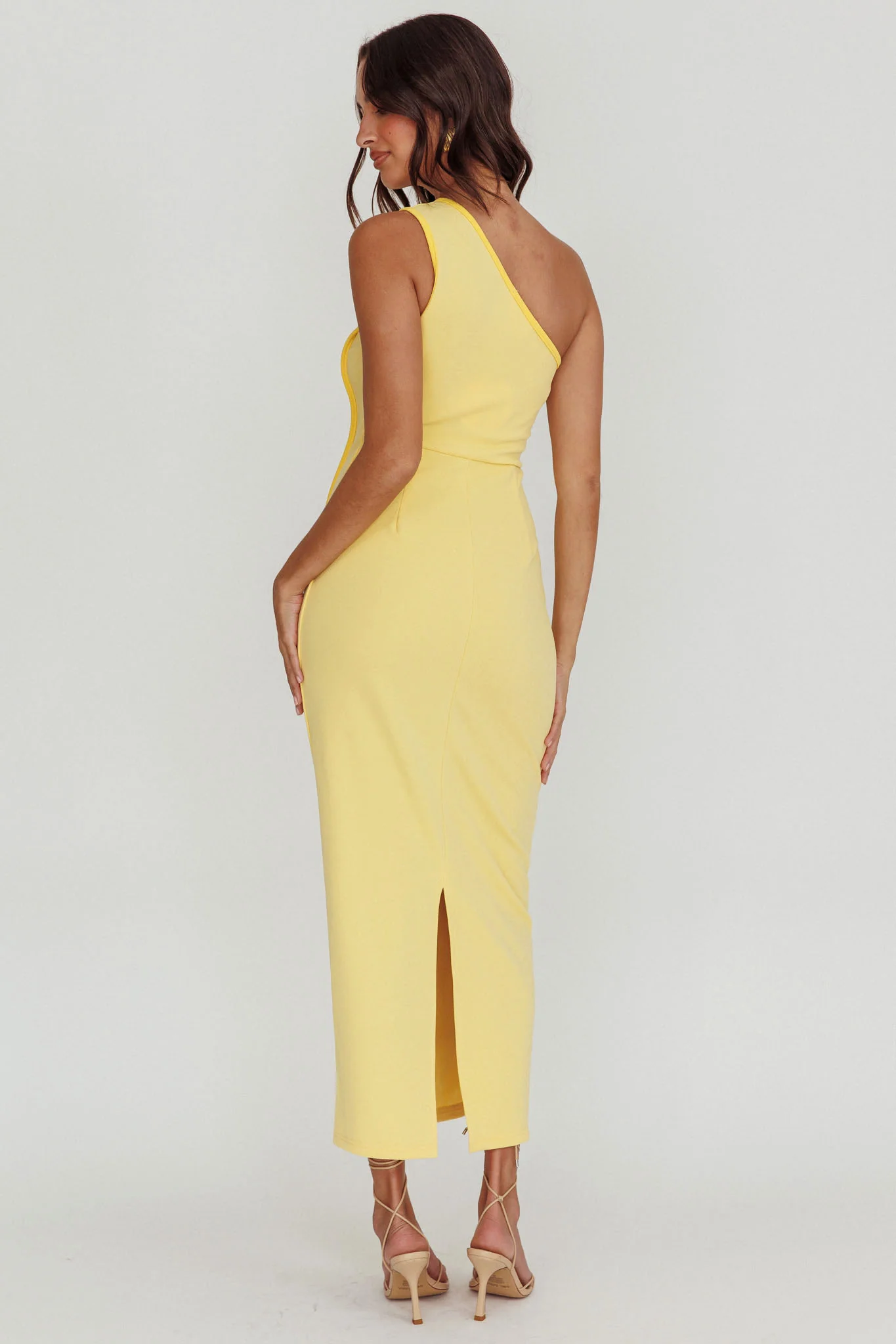 Ivanka One Shoulder Piping Dress Yellow - Seraphlike